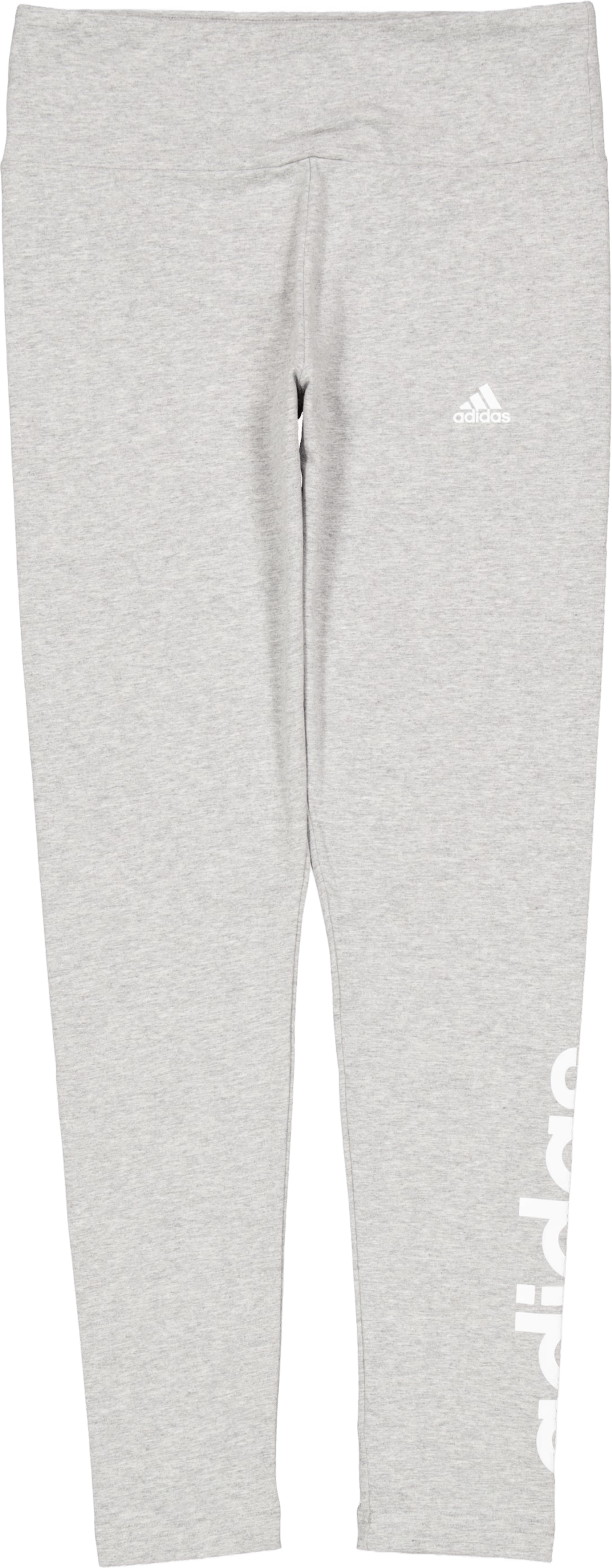 ESSENTIALS HIGH-WAISTED LOGO LEGGINGS Medium Grey Heather / White, Female, Odevy, Leggings, Šedá, L