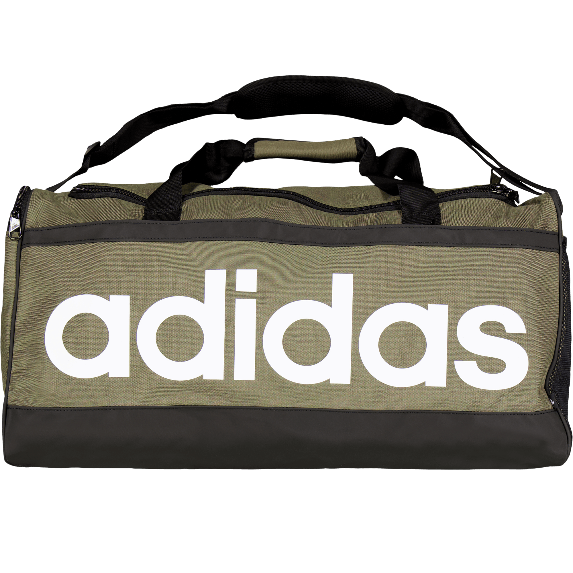 Essentials Linear Duffel Bag Medium Olive Strata / Black / White, Unisex, Equipment, bags & backpacks, ONESIZE