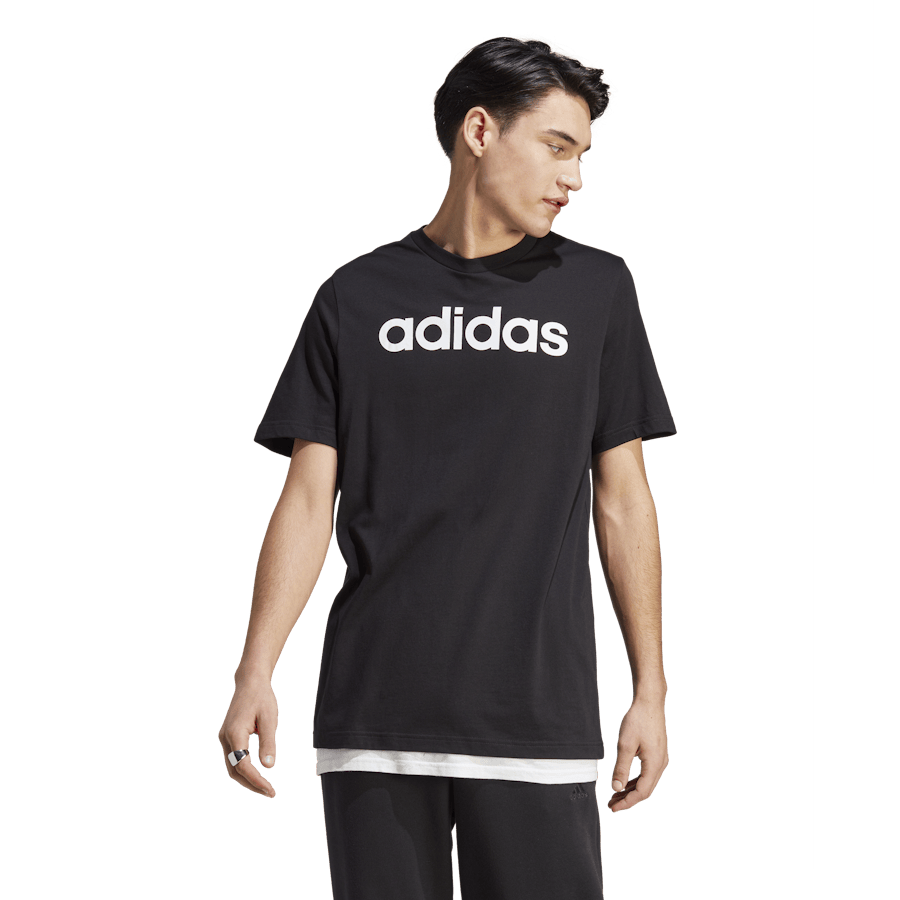 Essentials Single Jersey Linear Embroidered Logo T-Shirt Black