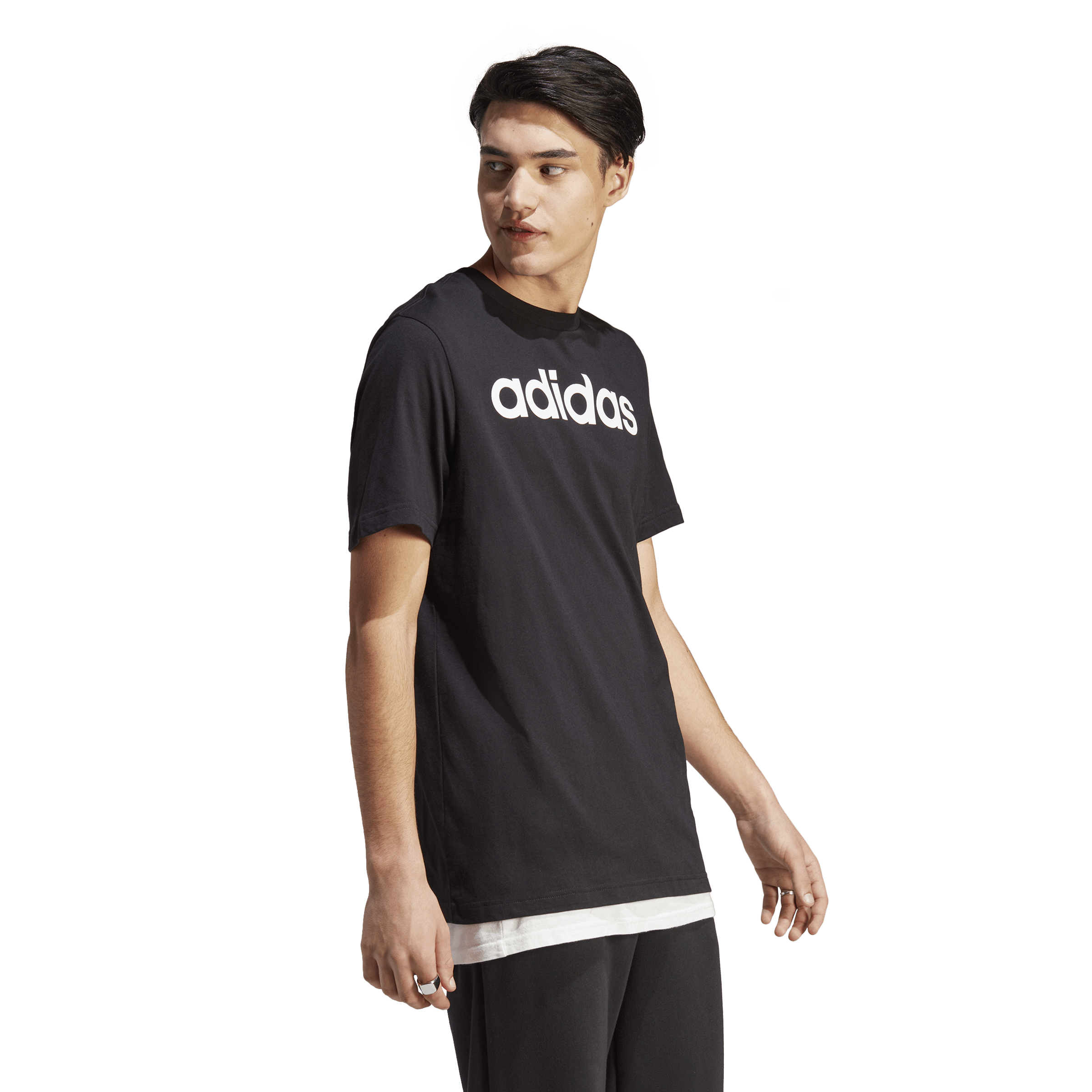 Essentials Single Jersey Linear Embroidered Logo T-Shirt Black - Bild 3