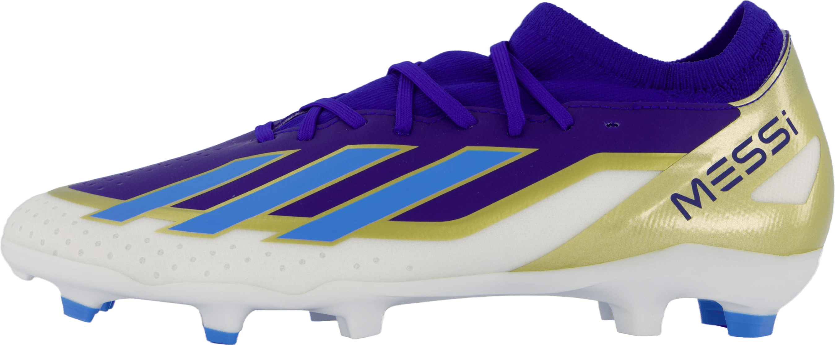 X Crazyfast Messi League Firm Ground Boots Lucid Blue / Blue Burst / Cloud White, Unisex, Shoes, Football shoes, Soccer, Blue/White, UK 5,5