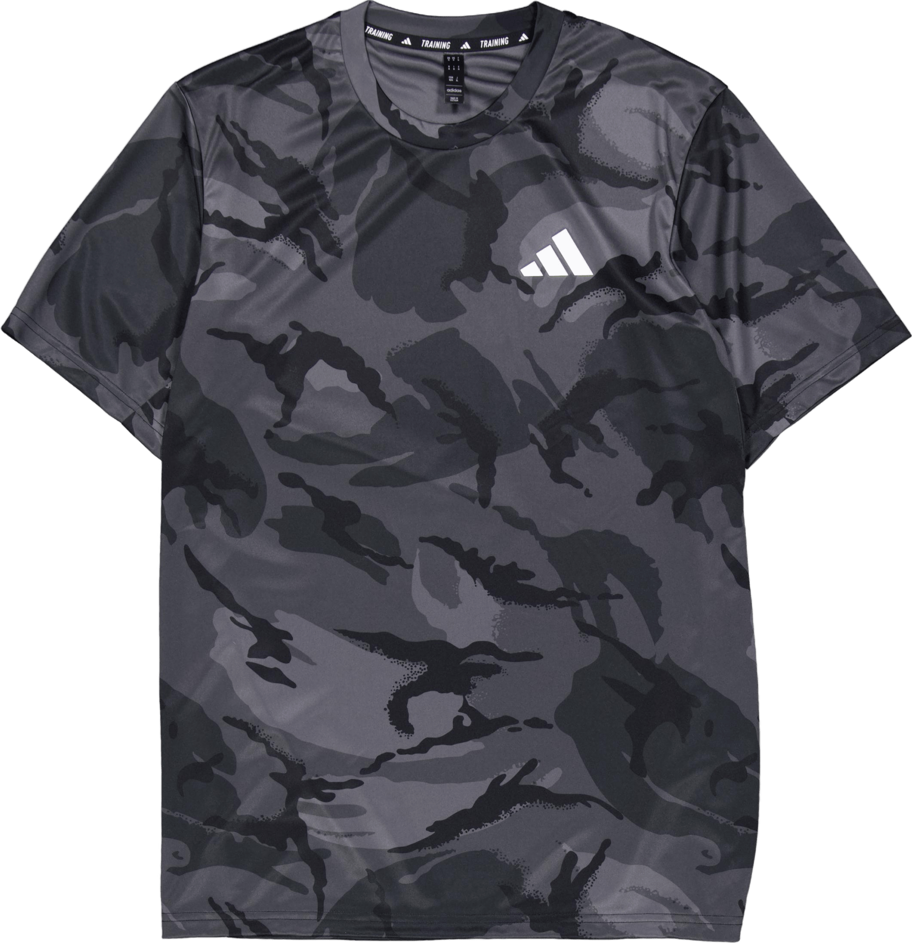 Train Essentials Seasonal Camo T-Shirt Dark Grey, Male, Ropa, Camiseta de manga corta, Fitness, Gris, S
