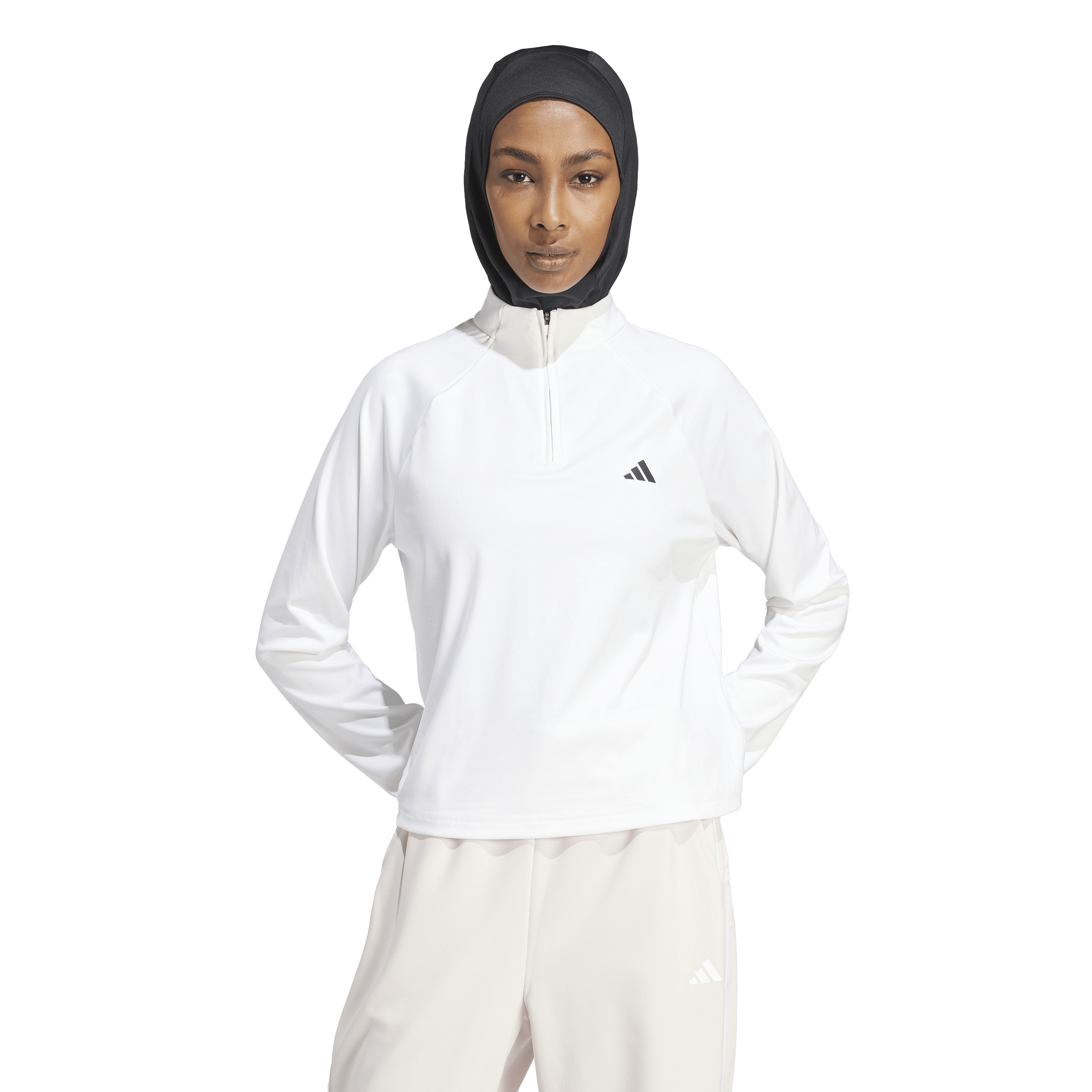 Train Essentials Minimal Branding 1/4-Zip Cover Up White