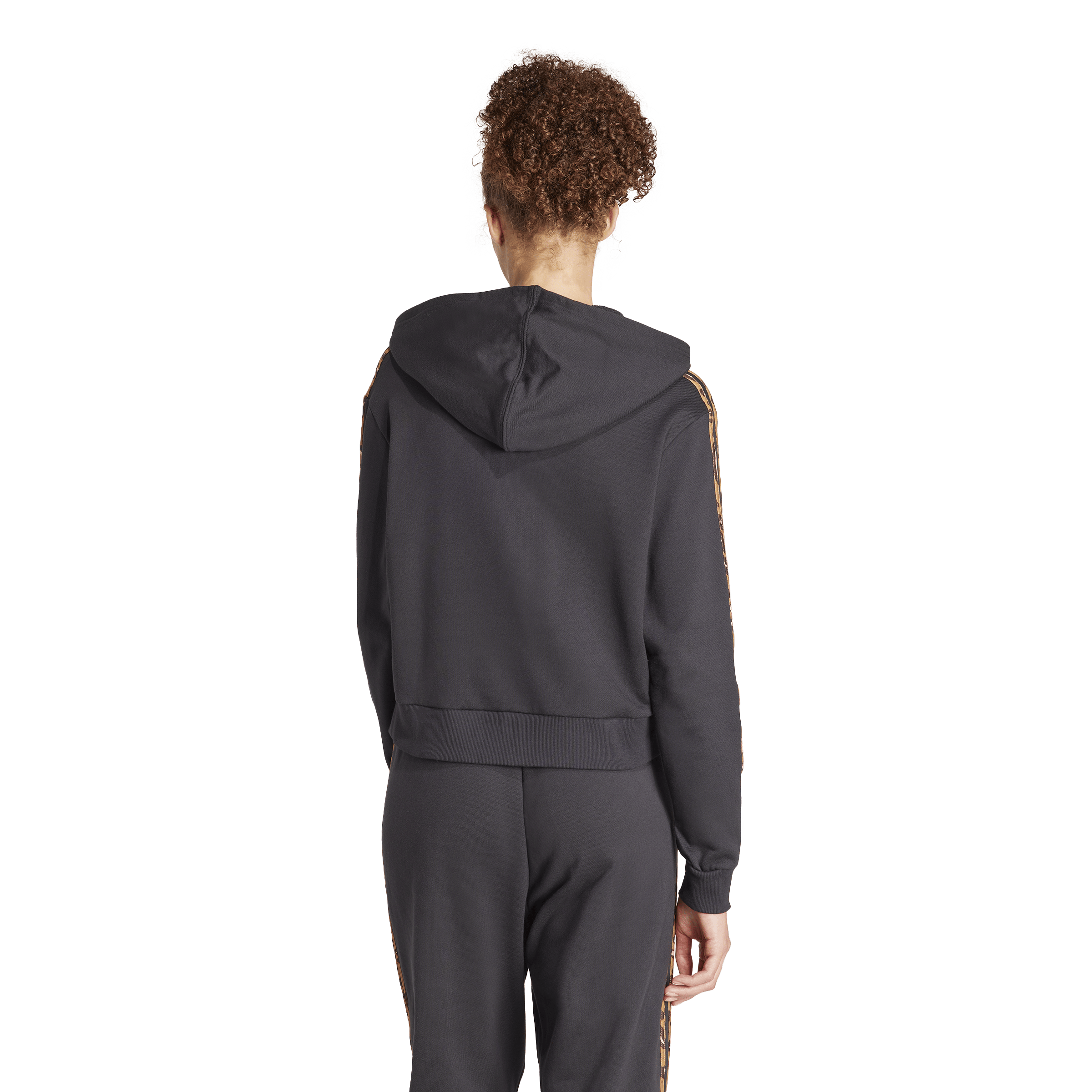 Essentials 3-Stripes Animal Print Relaxed Hoodie Black / Magic Beige - Bild 2