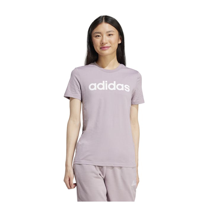 Essentials Slim Logo T-Shirt Preloved Fig / White, Female, Kläder, T-shirt, Lila, M