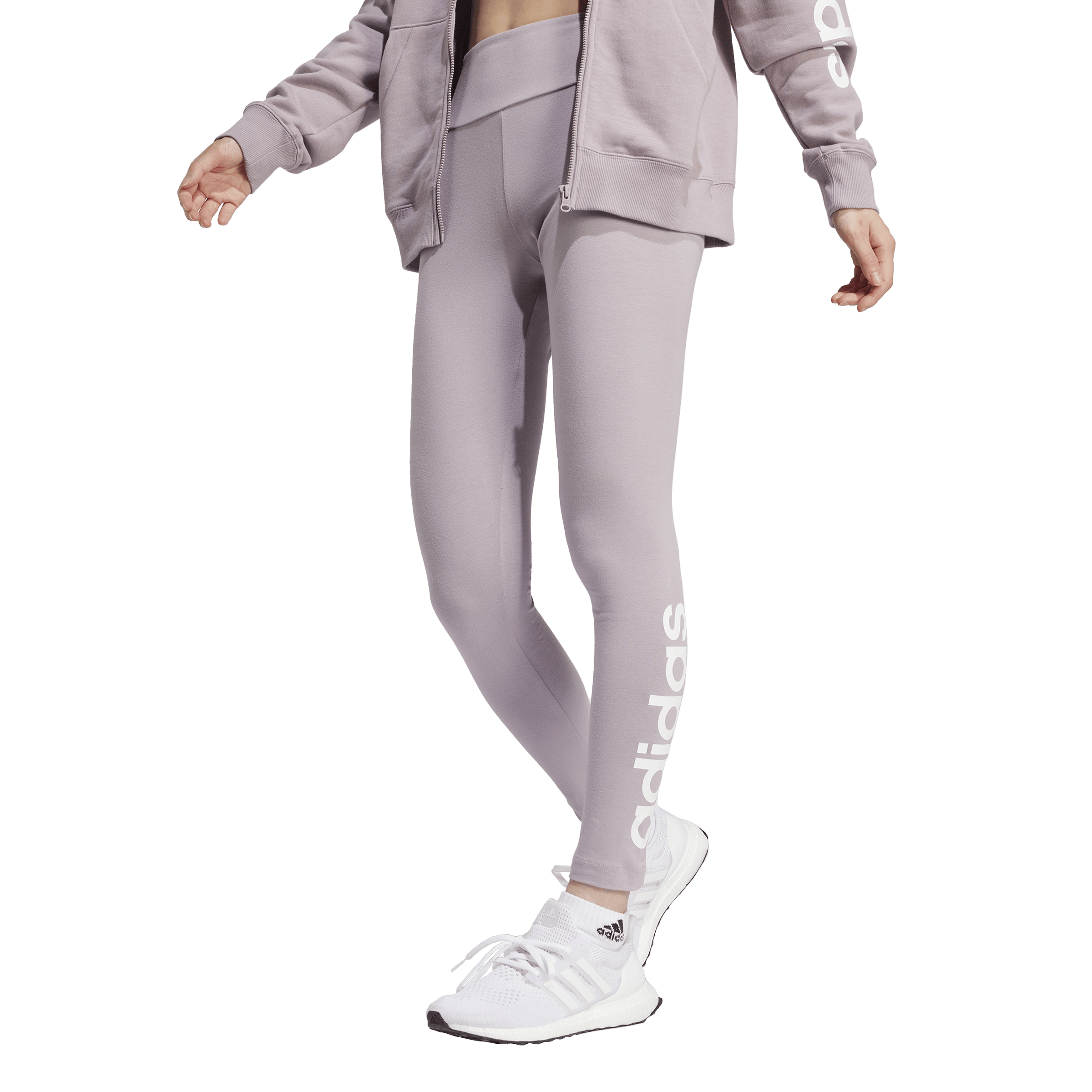 ESSENTIALS HIGH-WAISTED LOGO LEGGINGS Preloved Fig, Female, Apparels, Leggings, Pink, M