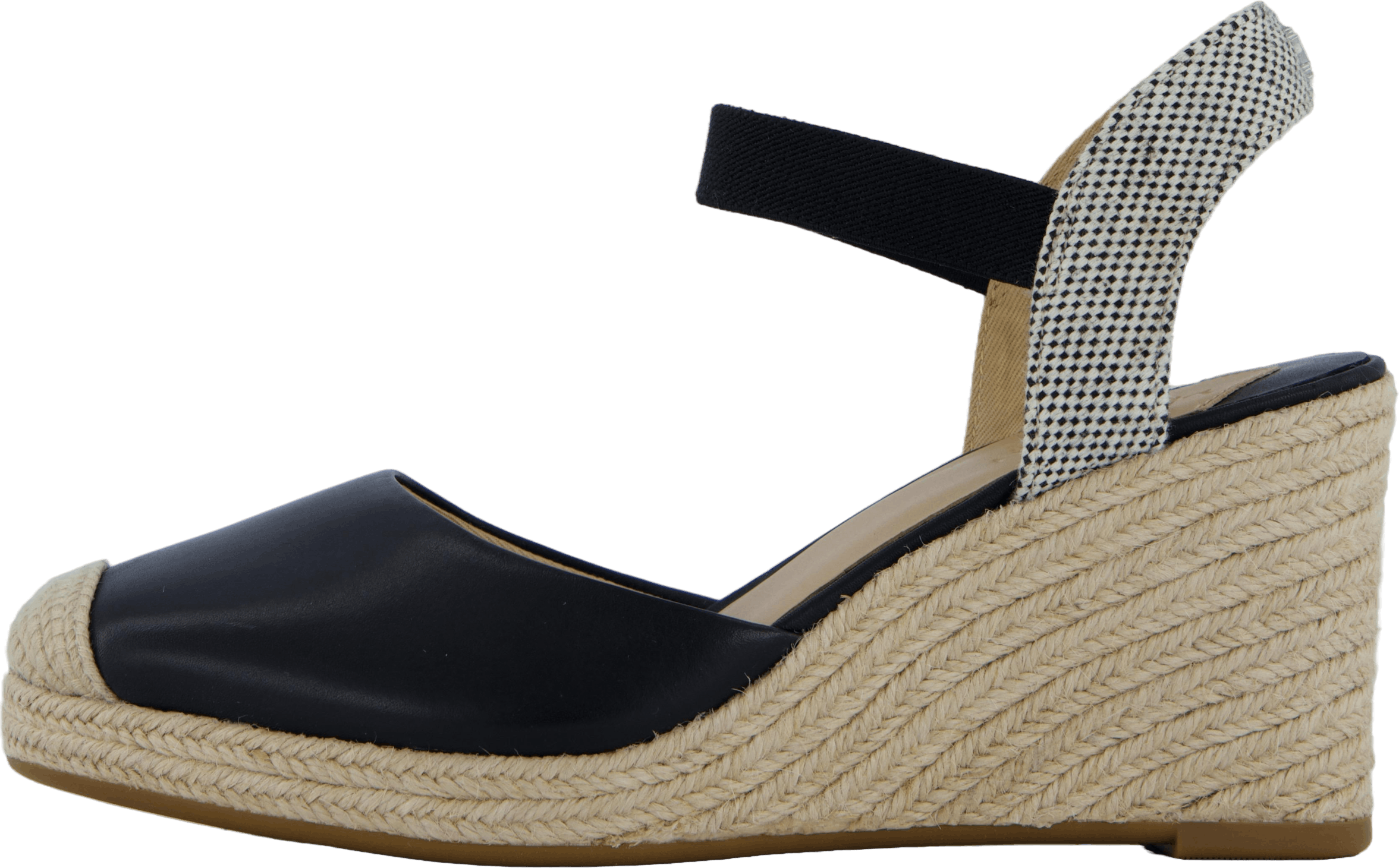 Pearle II Leather & Canvas Espadrille Black / Natural / Black, Female, Shoes, Sandals and Slippers, heels, Black, EU 40