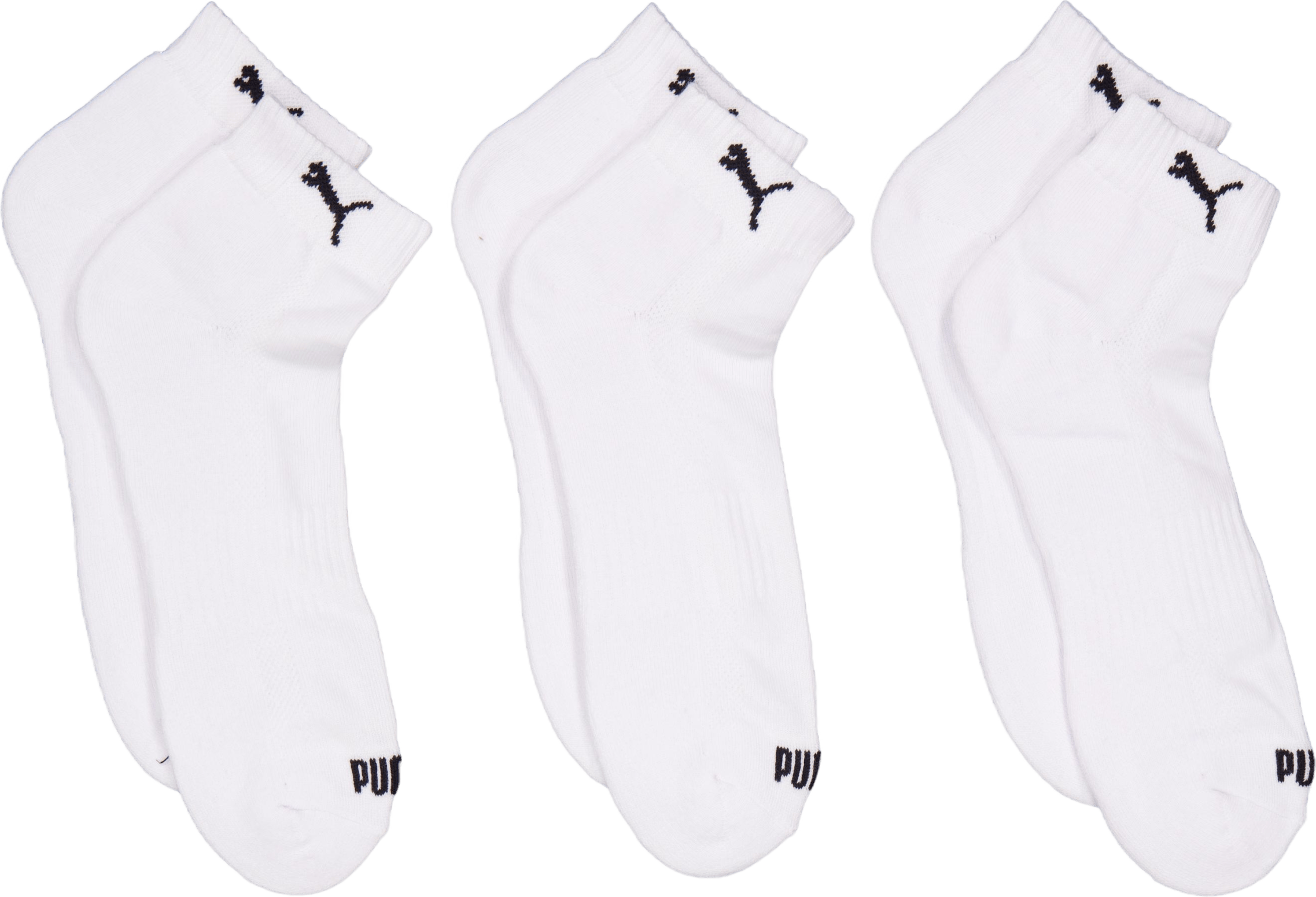 Puma Cushioned Quarter 3p Unis White, Unisex, Apparels, Socks, 39-42