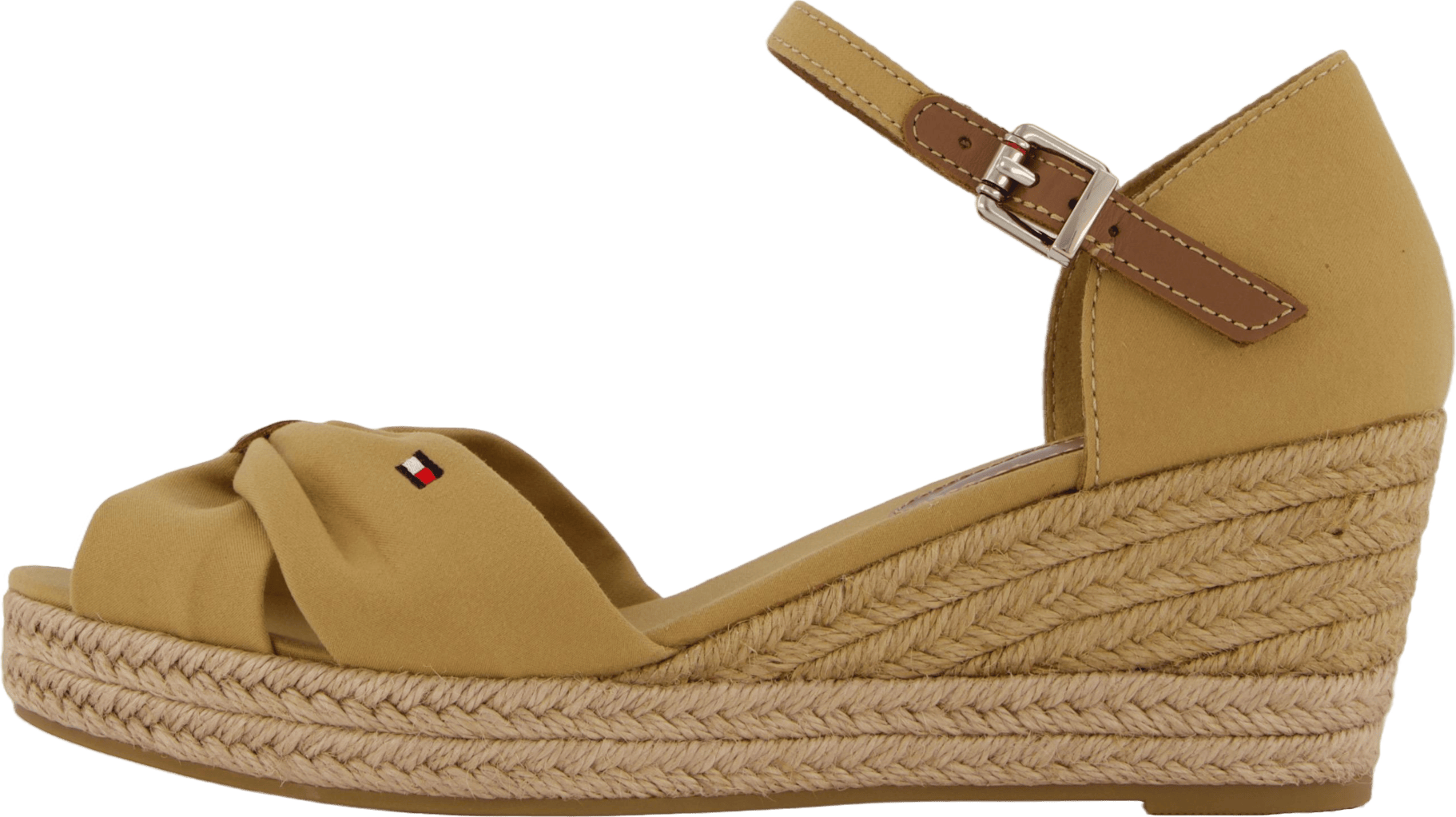 Basic Open Toe Mid Wedge Khaki