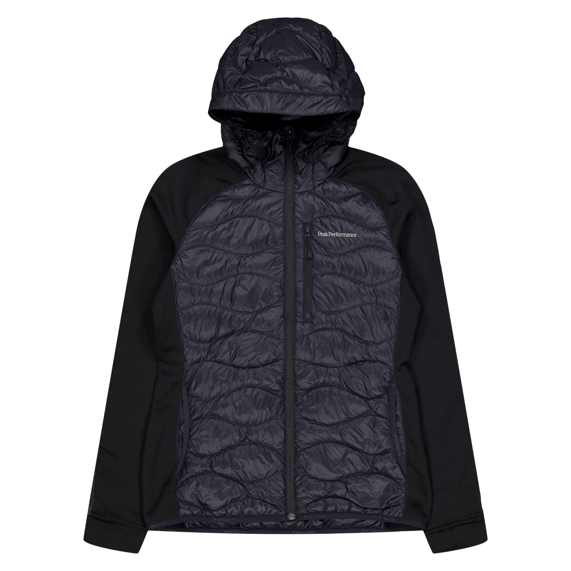 W Helium Down Hybrid Hood Black