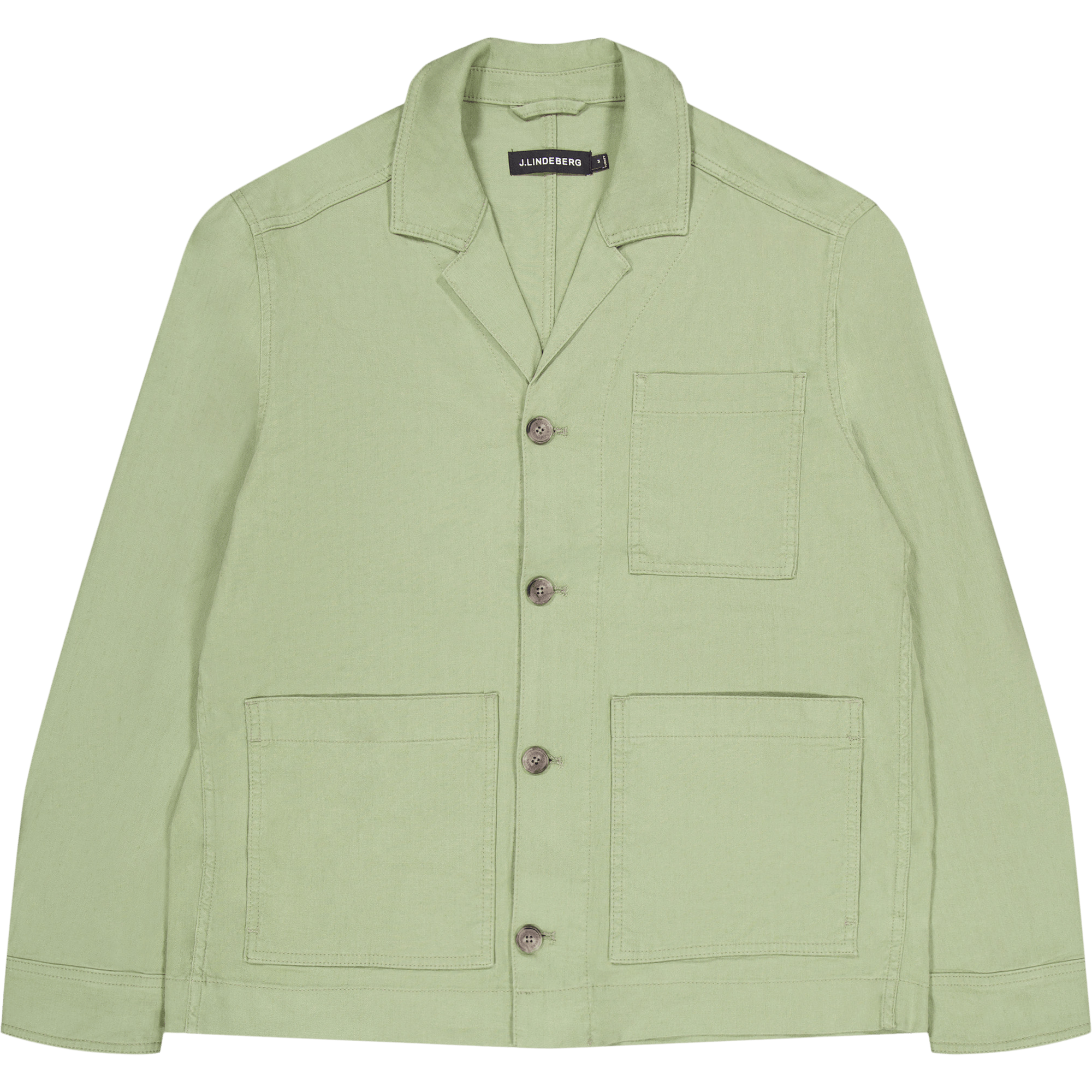 Errol Linen Workwear Overshirt M311, Male, Apparels, Tops, Green, L