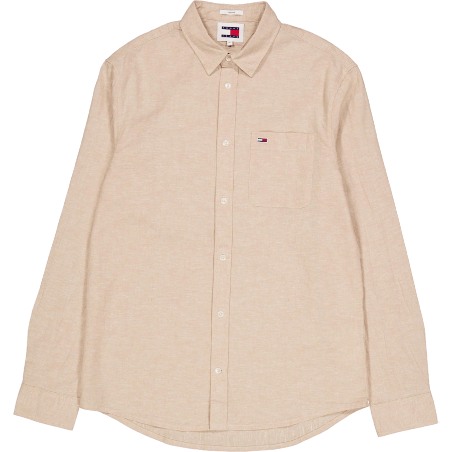 Tjm Reg Linen Blend Shirt Tawny