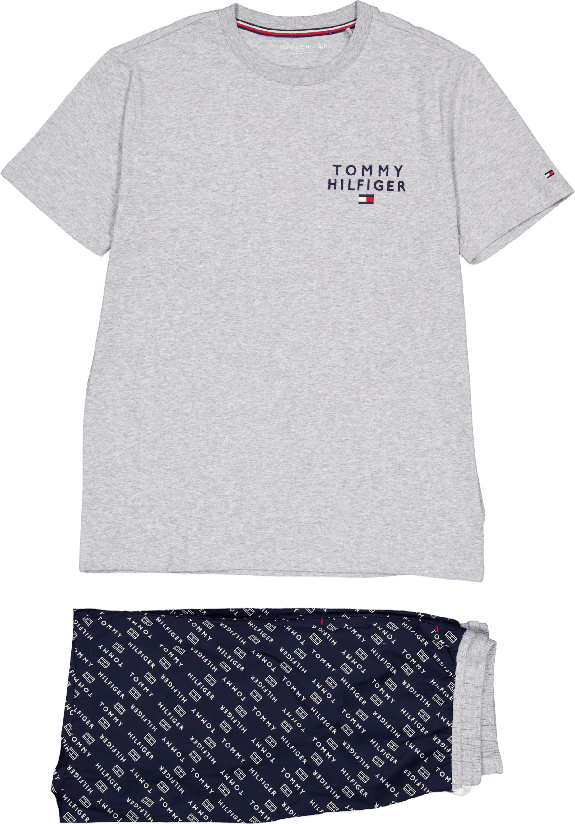 Ss Woven Pj Set Drawstring Diagonal Logo