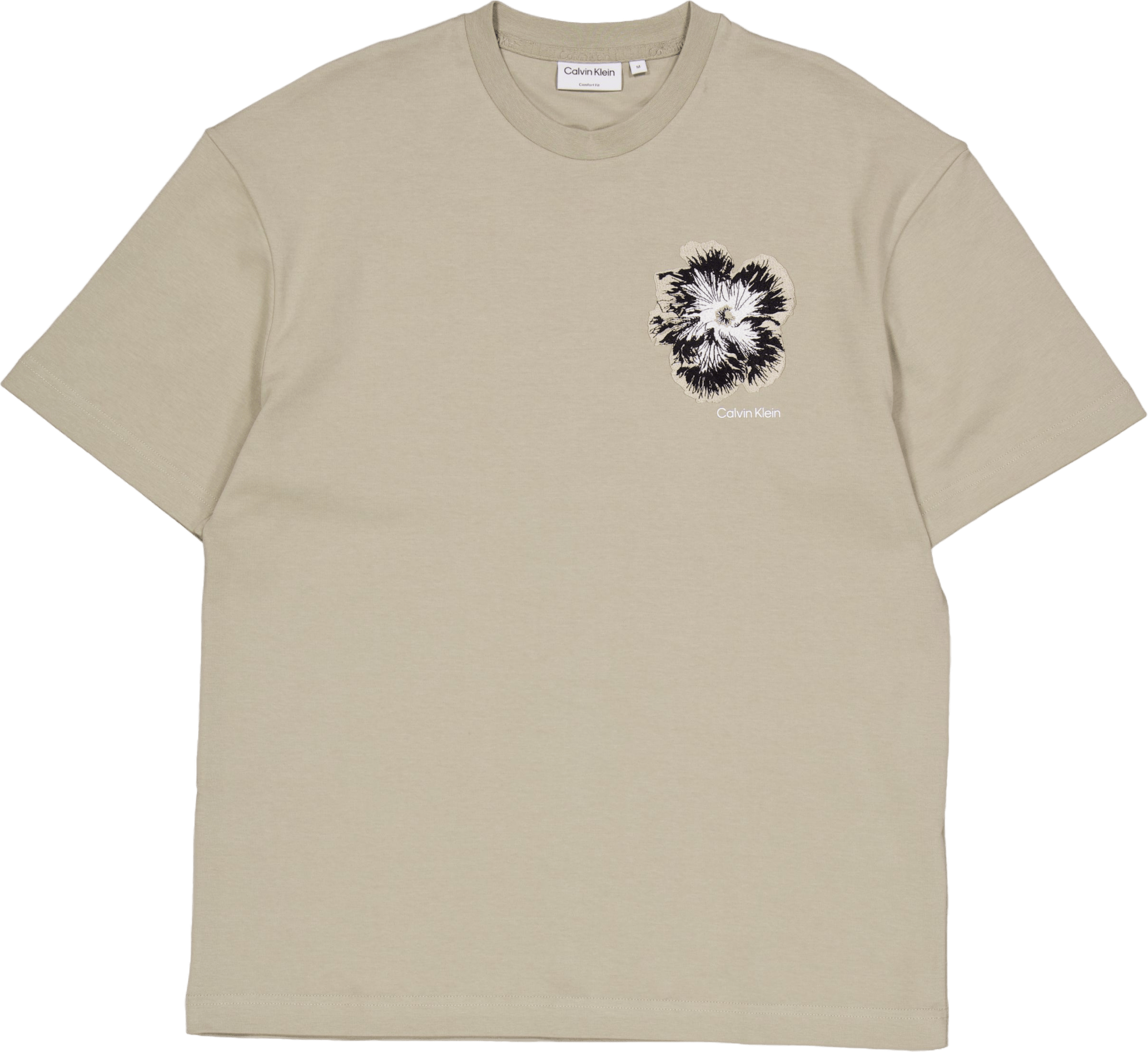 Embroidered Night Flower T-shi Fresh Clay