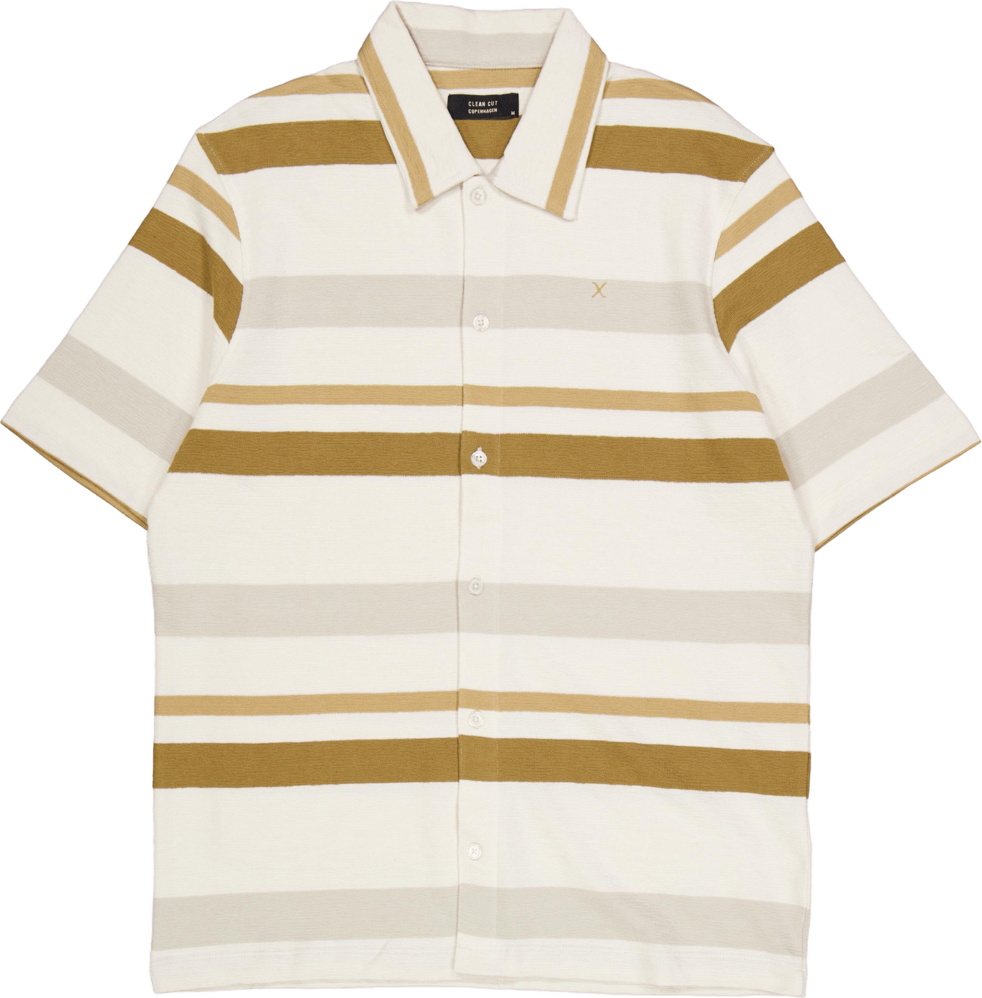 Calton Striped Structured Shir Ecru/khaki Stripe