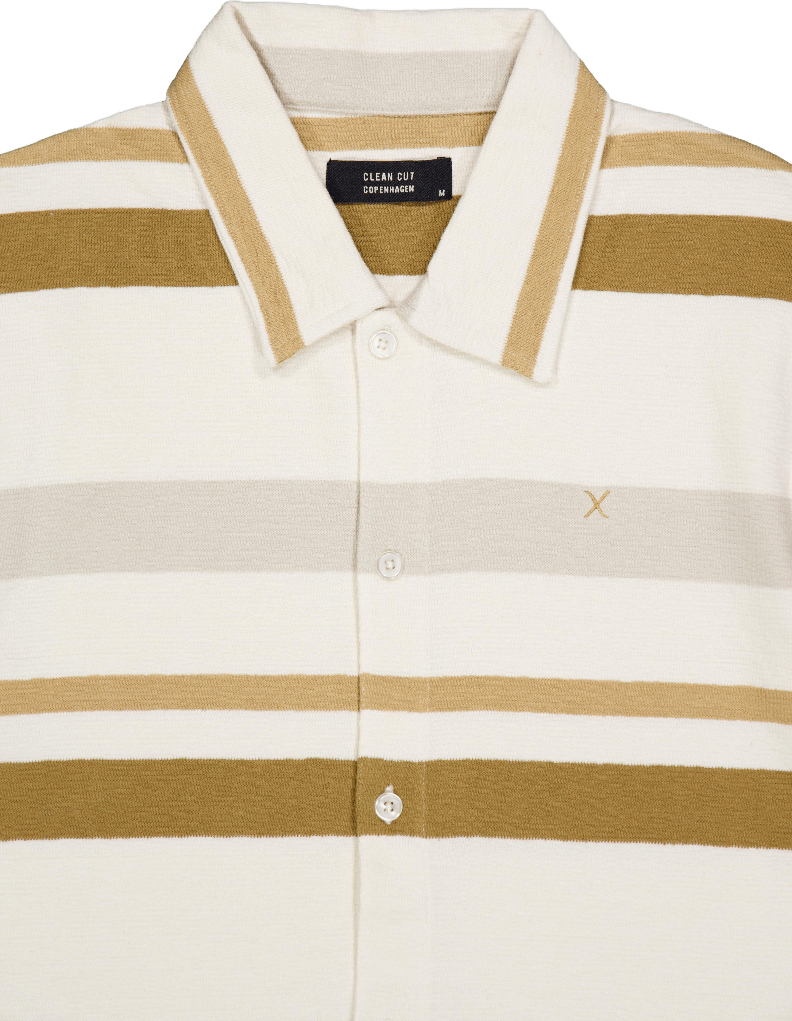 Calton Striped Structured Shir Ecru/khaki Stripe - Bild 3
