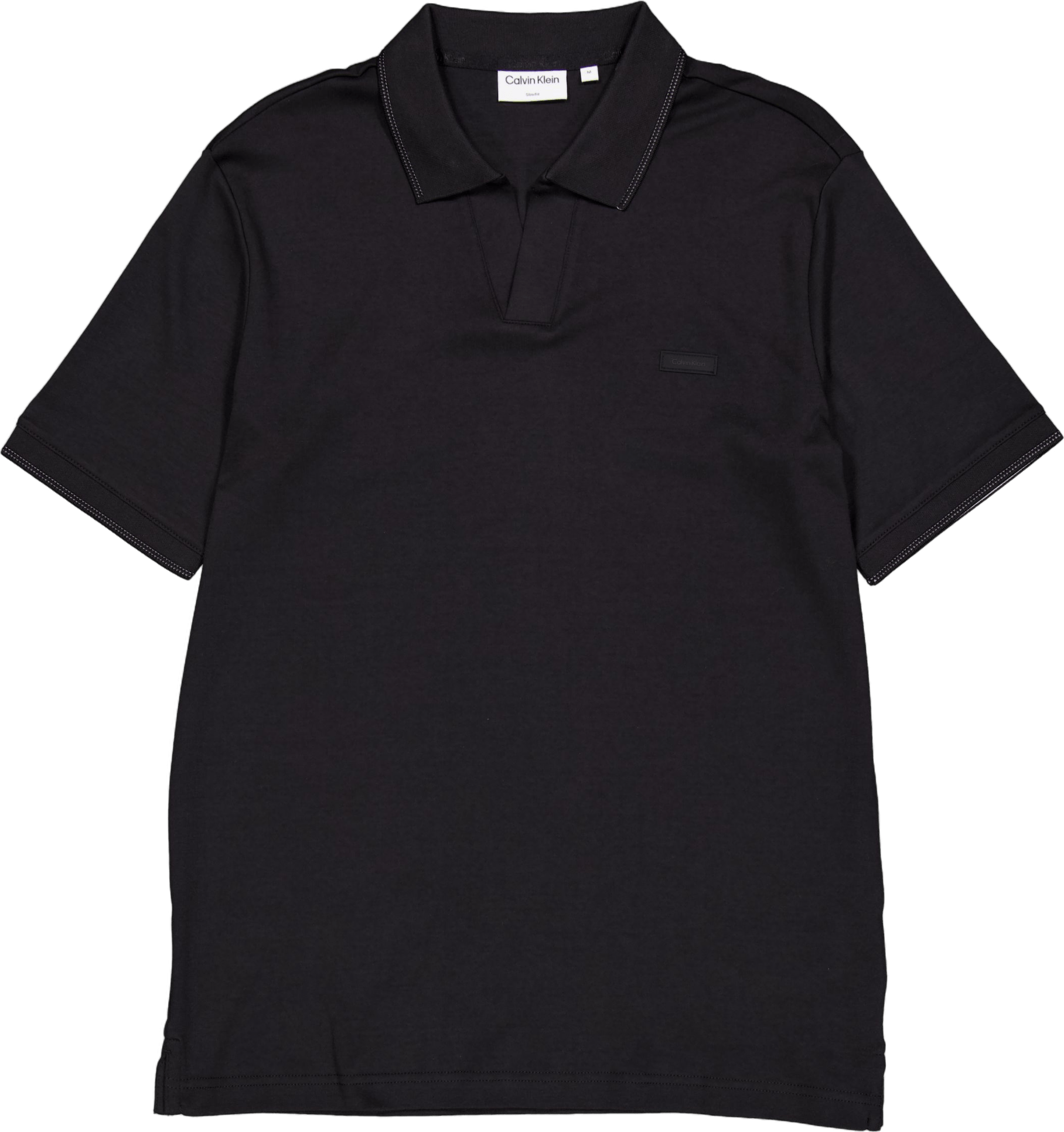 Smooth Cotton Open Placket Pol Beh-ck Black