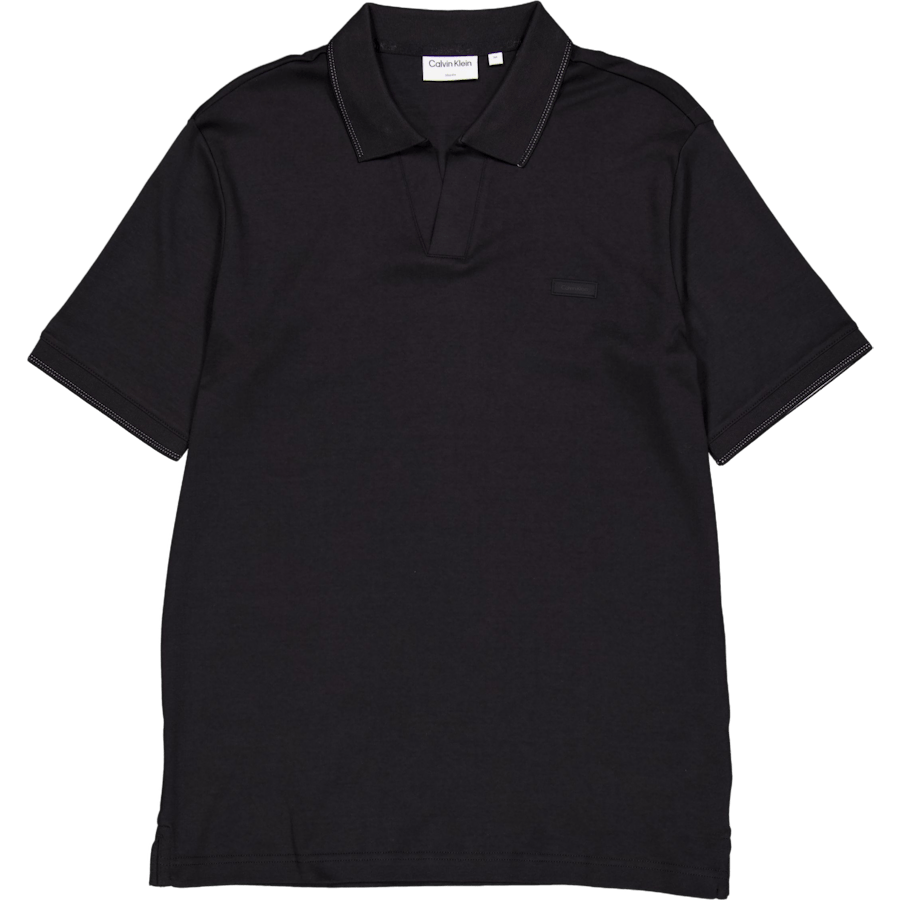 Smooth Cotton Open Placket Pol Beh-ck Black