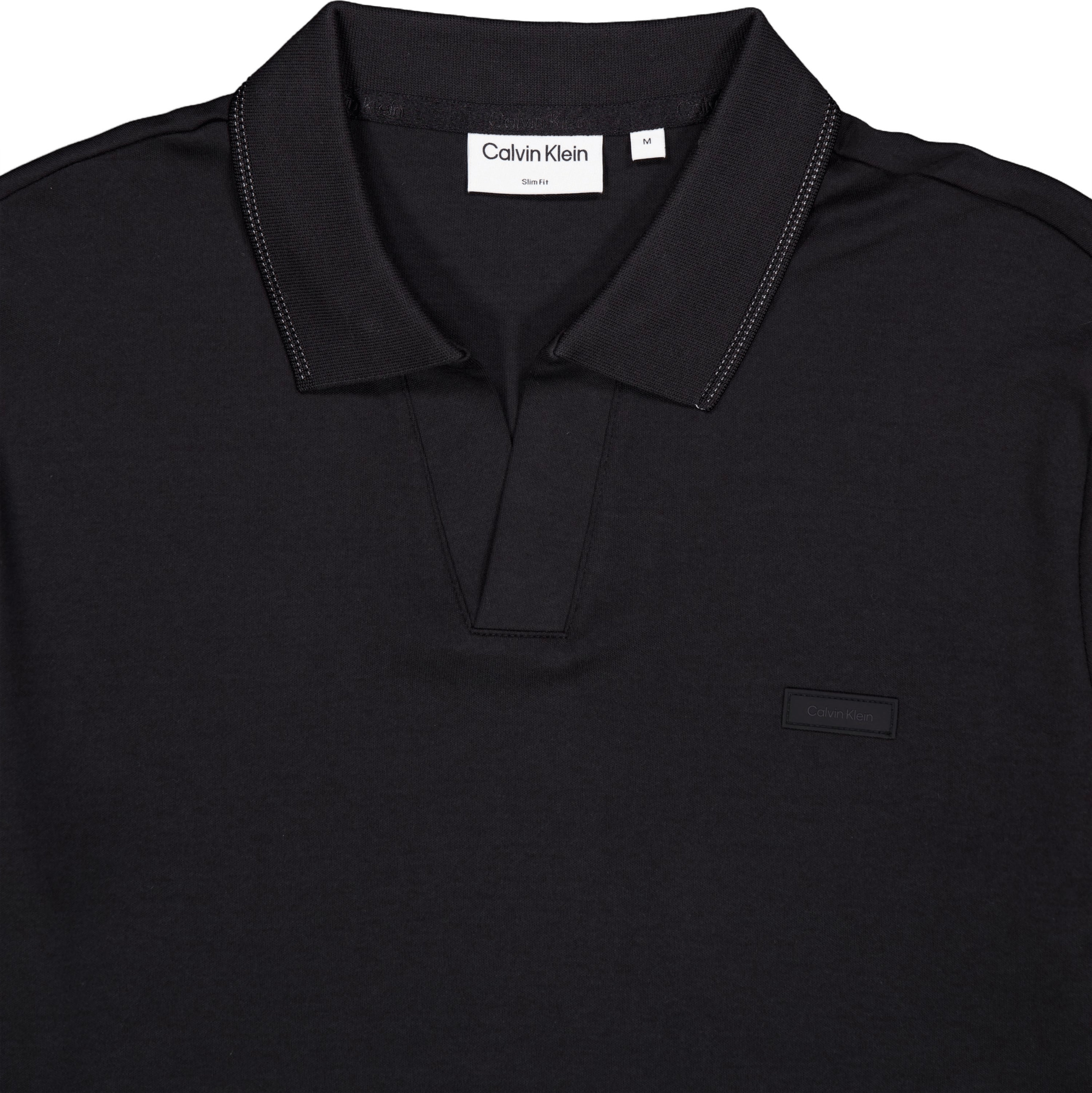 Smooth Cotton Open Placket Pol Beh-ck Black - Bild 3
