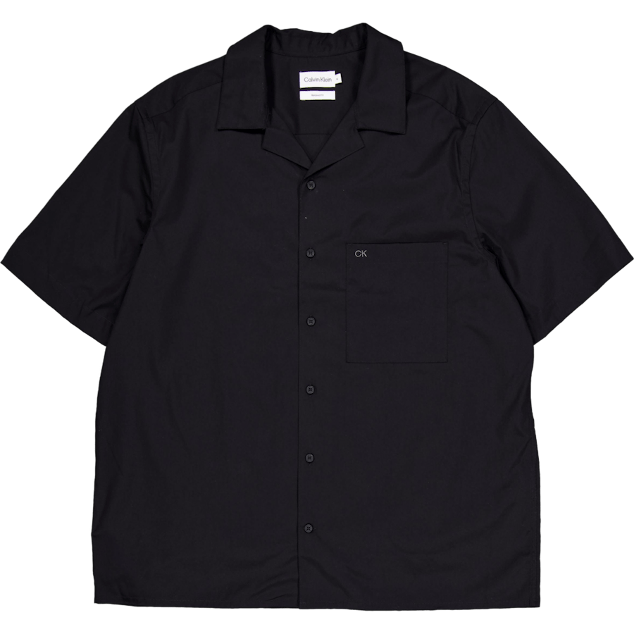 Poplin Cuban Collar S/s Shirt Beh-ck Black