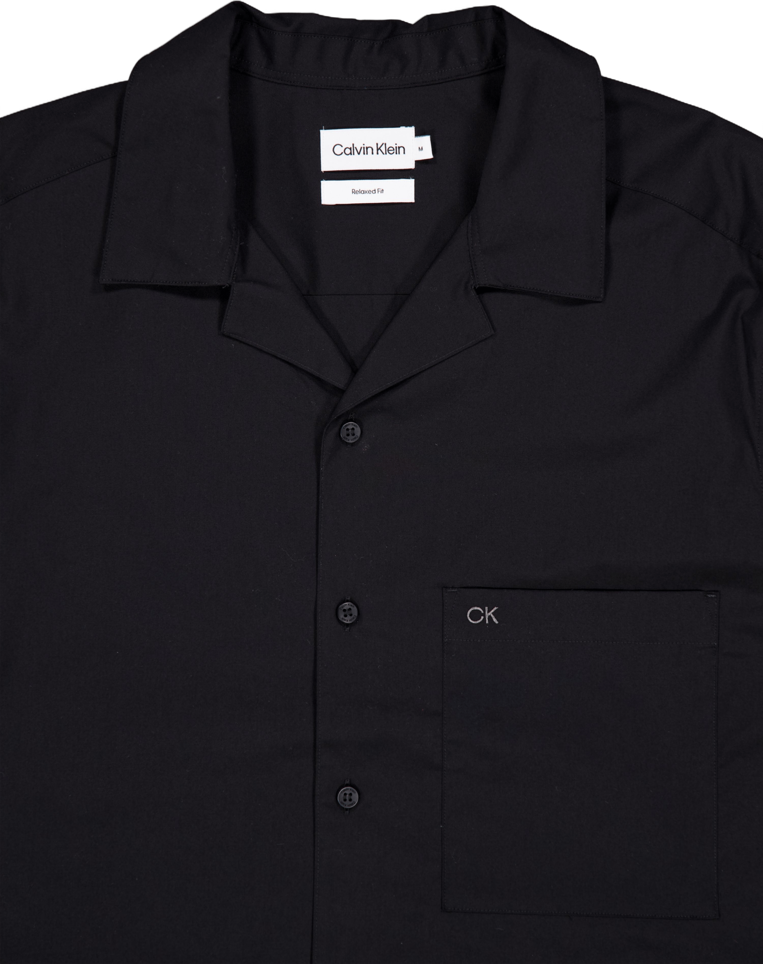 Poplin Cuban Collar S/s Shirt Beh-ck Black - Bild 3