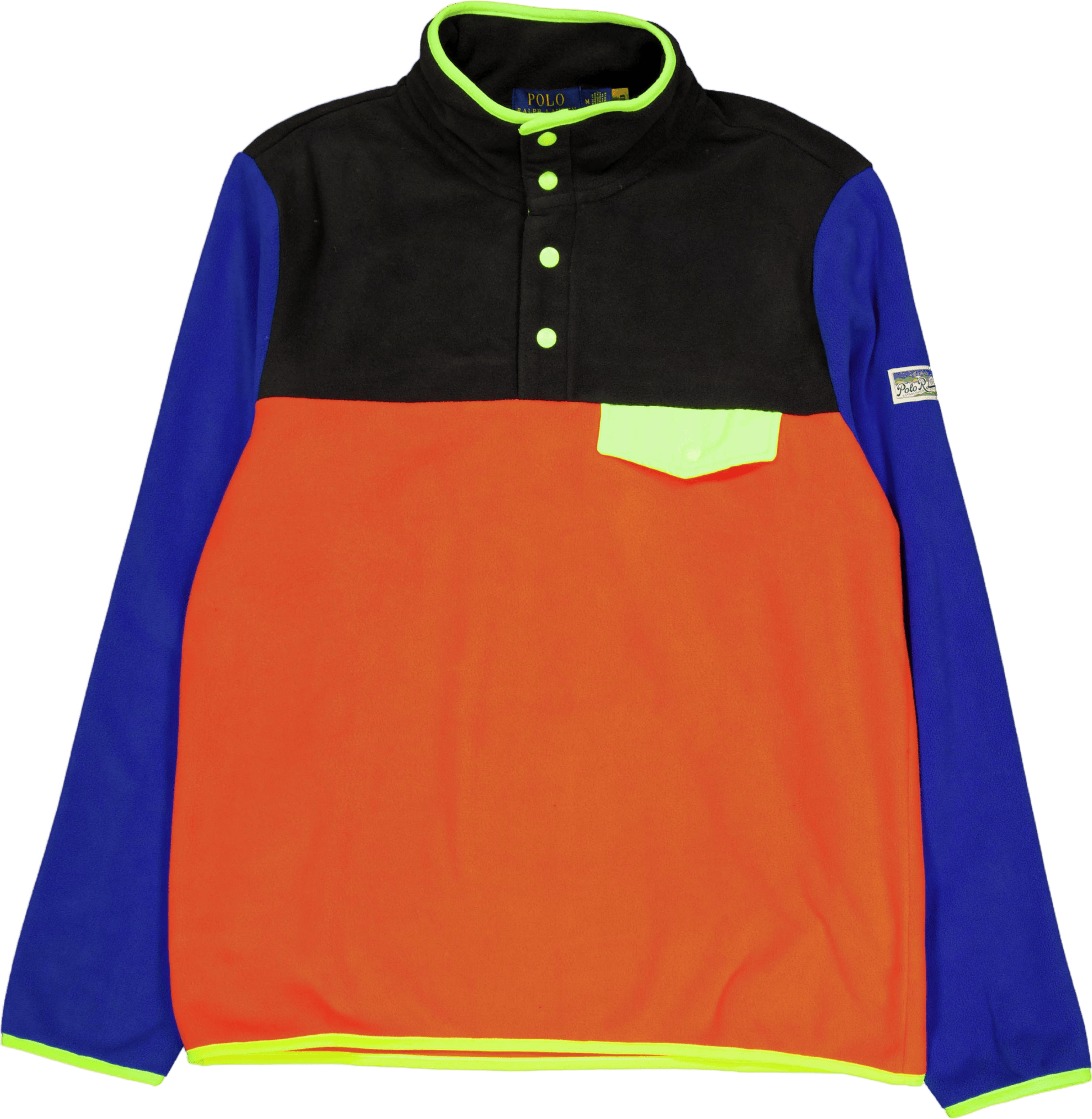 Color-Blocked Brushed Fleece Pullover Elite Orange Multi