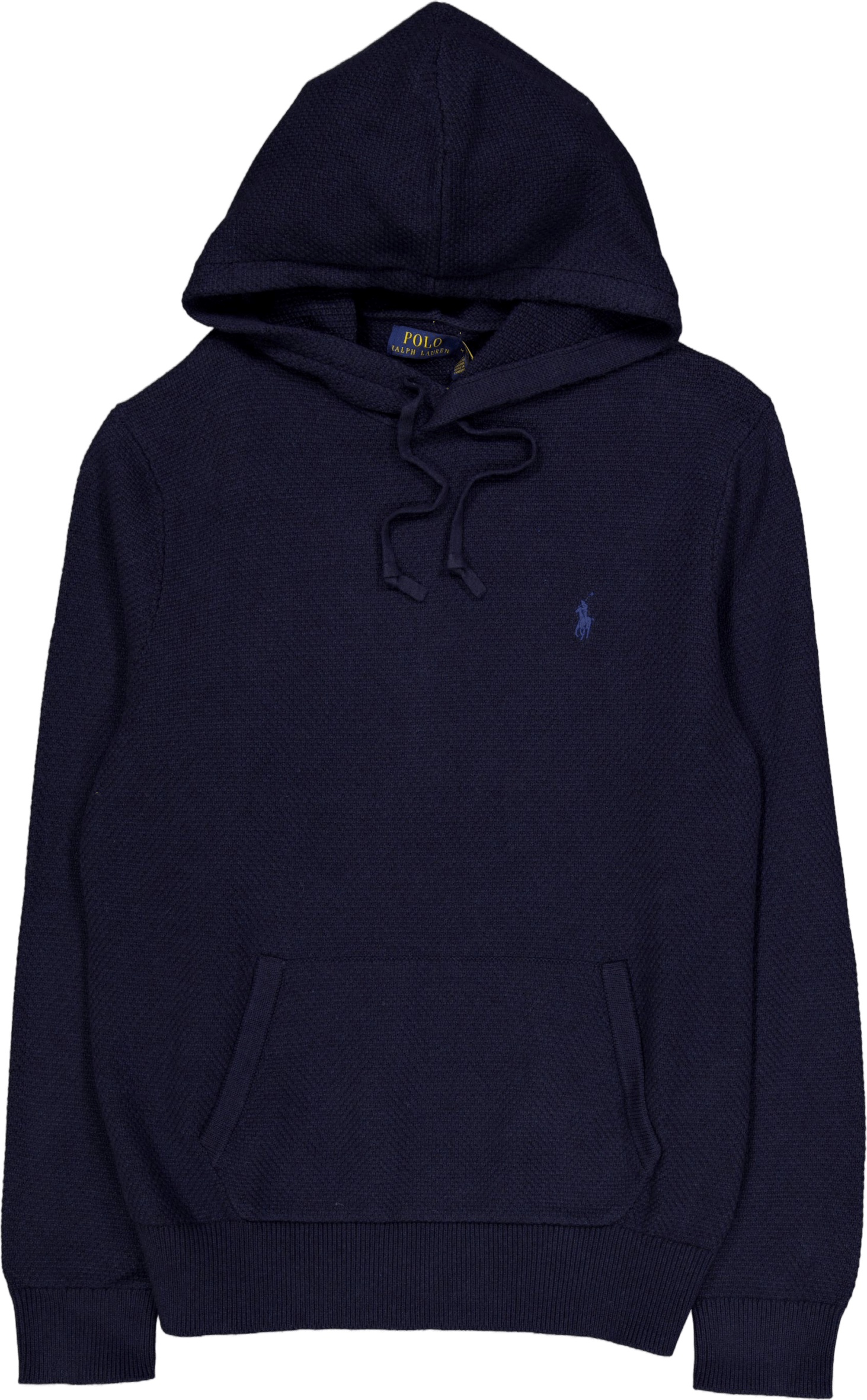 Woven-Stitch Cotton Hooded Sweater Navy Hthr