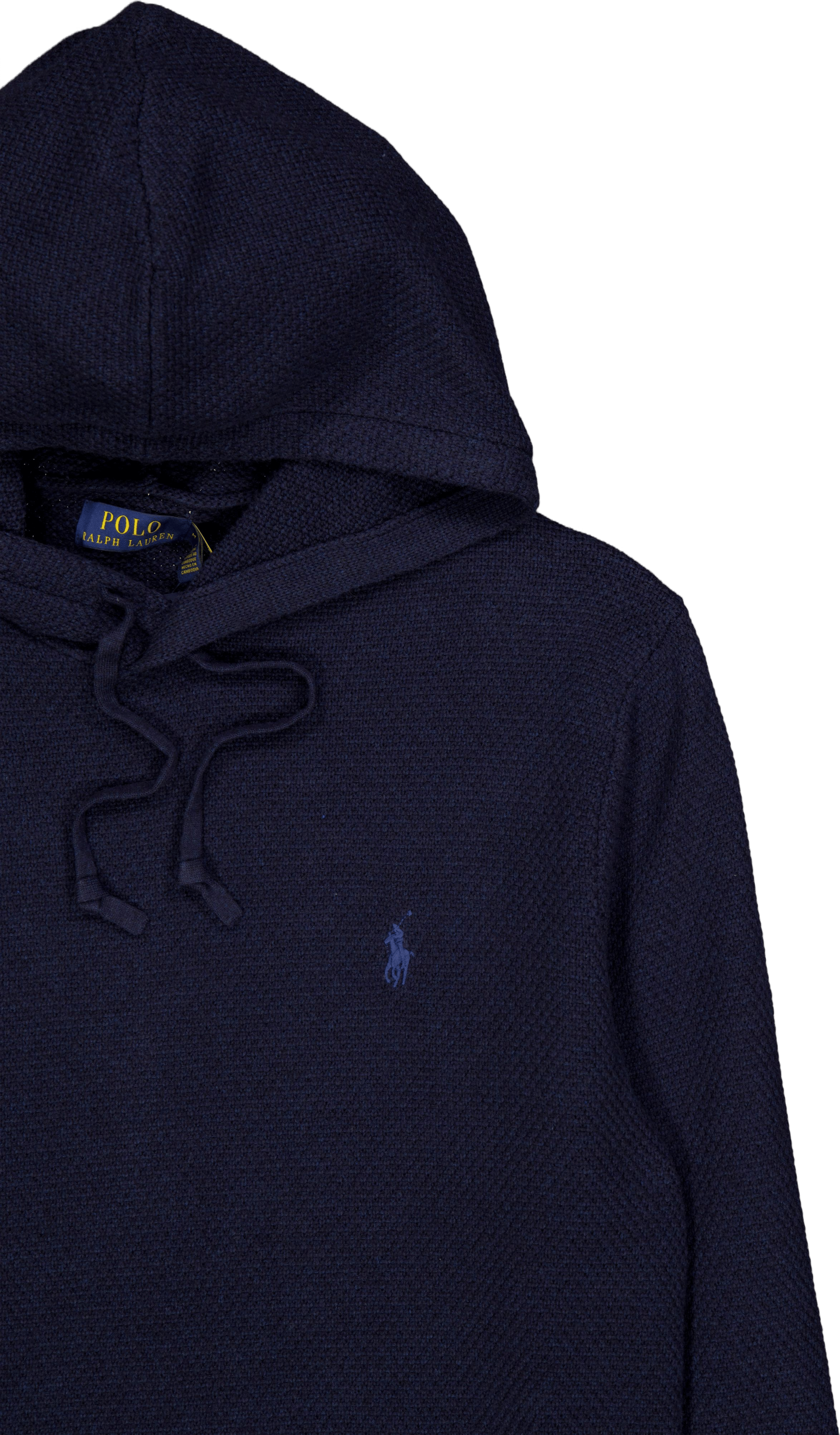 Woven-Stitch Cotton Hooded Sweater Navy Hthr - Bild 3