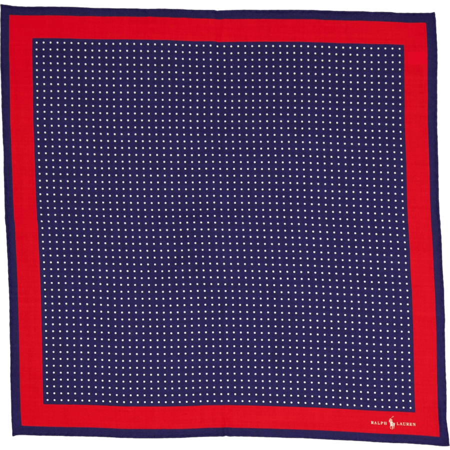 Polka-Dot Wool-Silk Bandanna Navy