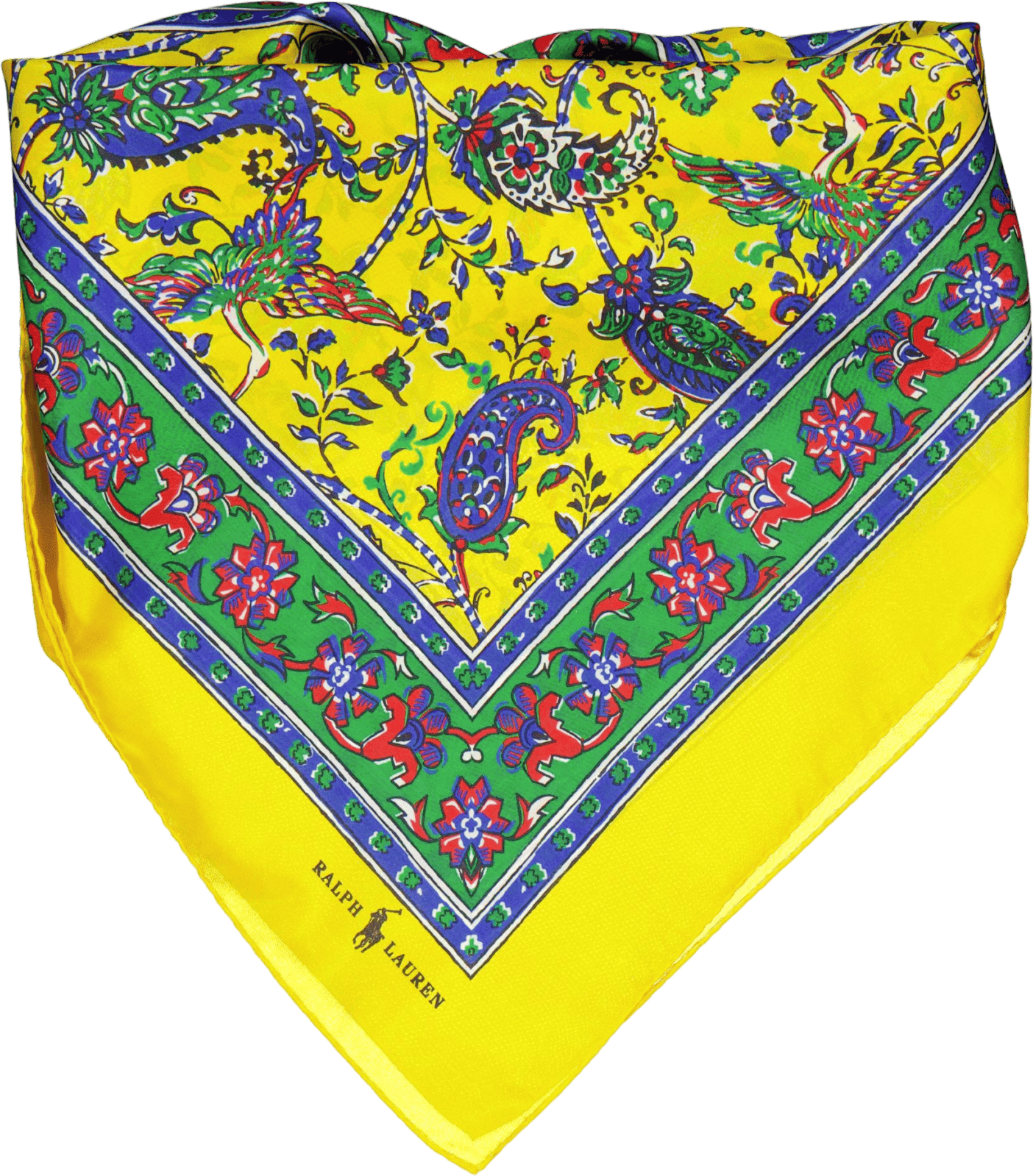 Paisley Silk Habotai Bandanna Yellow - Bild 2