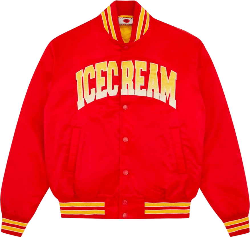 College Satin Bomber Red