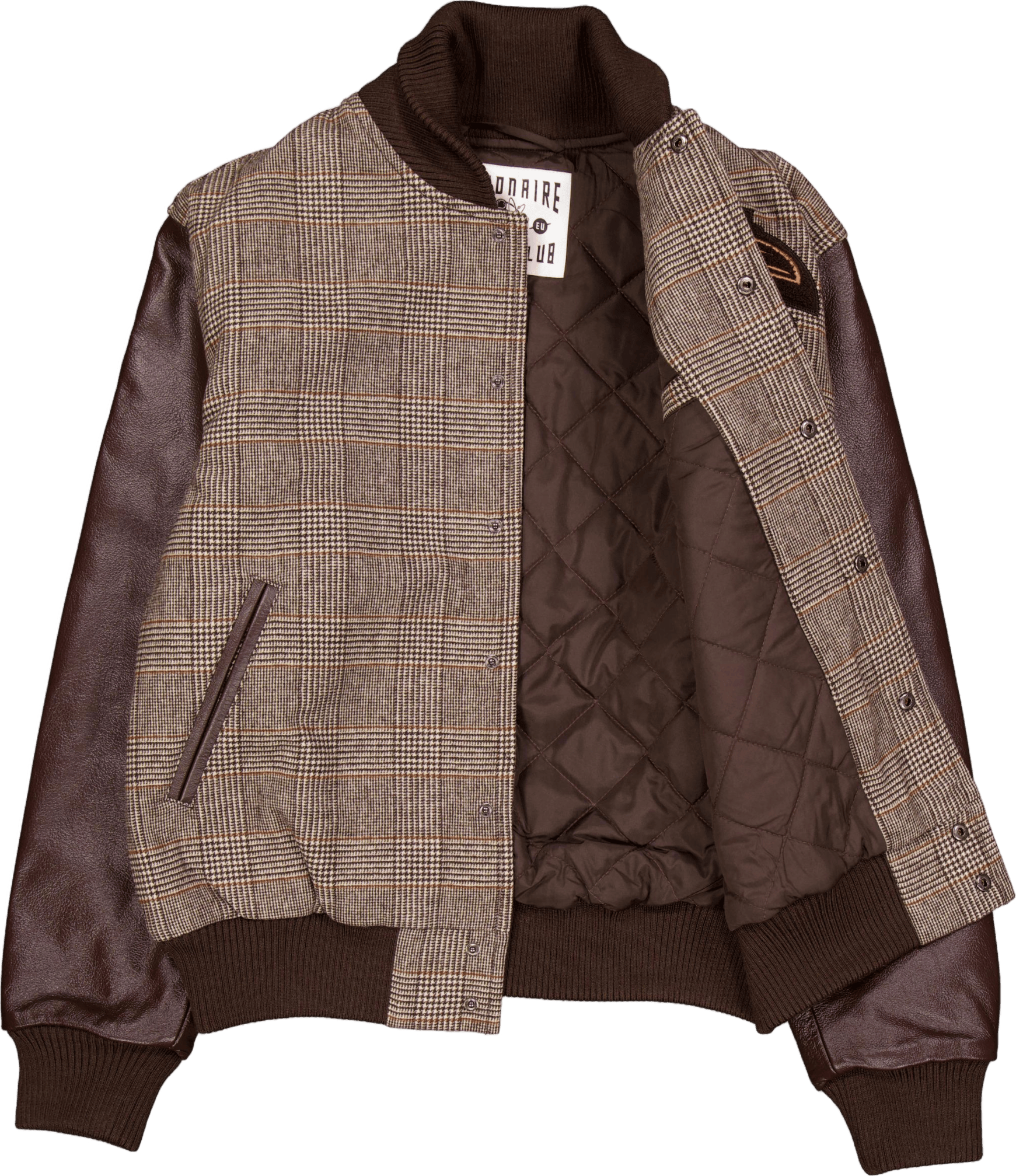 Leather Sleeve Varsity Jacket Brown Check - Bild 4