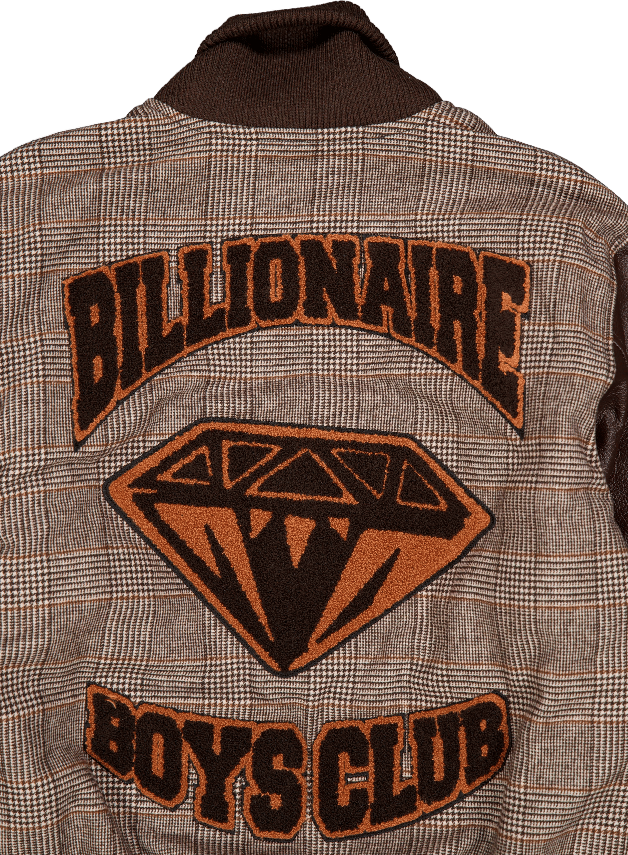 Leather Sleeve Varsity Jacket Brown Check - Bild 5