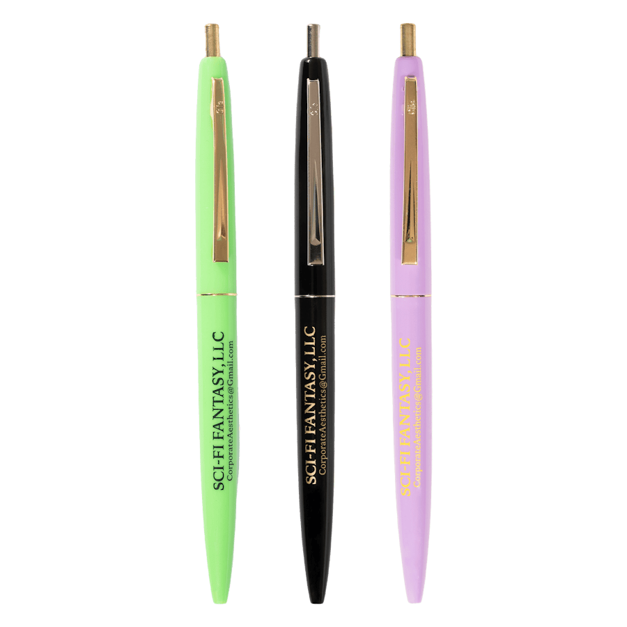 3 Pack Click Pens Purple/green/black