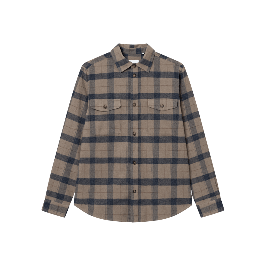 Lennon Flannel Check Shirt Desert Taupe/dark Navy