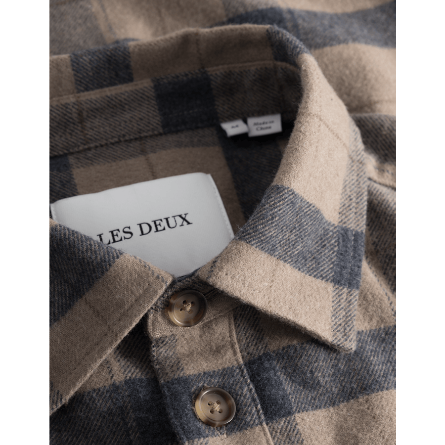 Lennon Flannel Check Shirt Desert Taupe/dark Navy - Bild 2