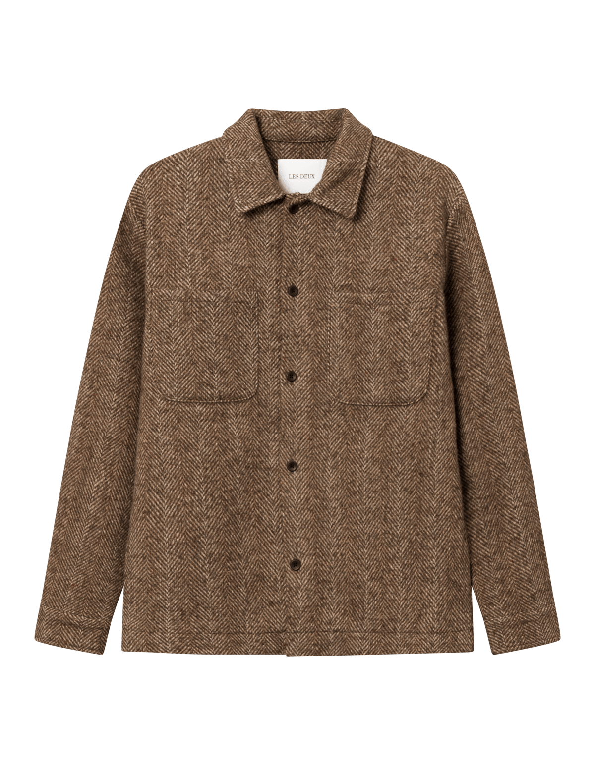Milian Herringbone Overshirt Coffee Brown/dark Sand, Male, Apparels, Tops, Brown, L