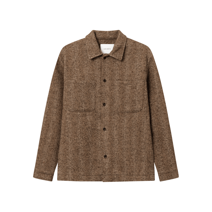 Milian Herringbone Overshirt Coffee Brown/dark Sand