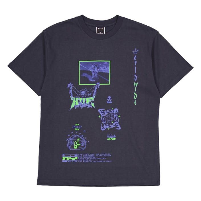 Zine S/s Washed Tee Washed Black, Unisex, Vêtements, Tops, Bleu, M
