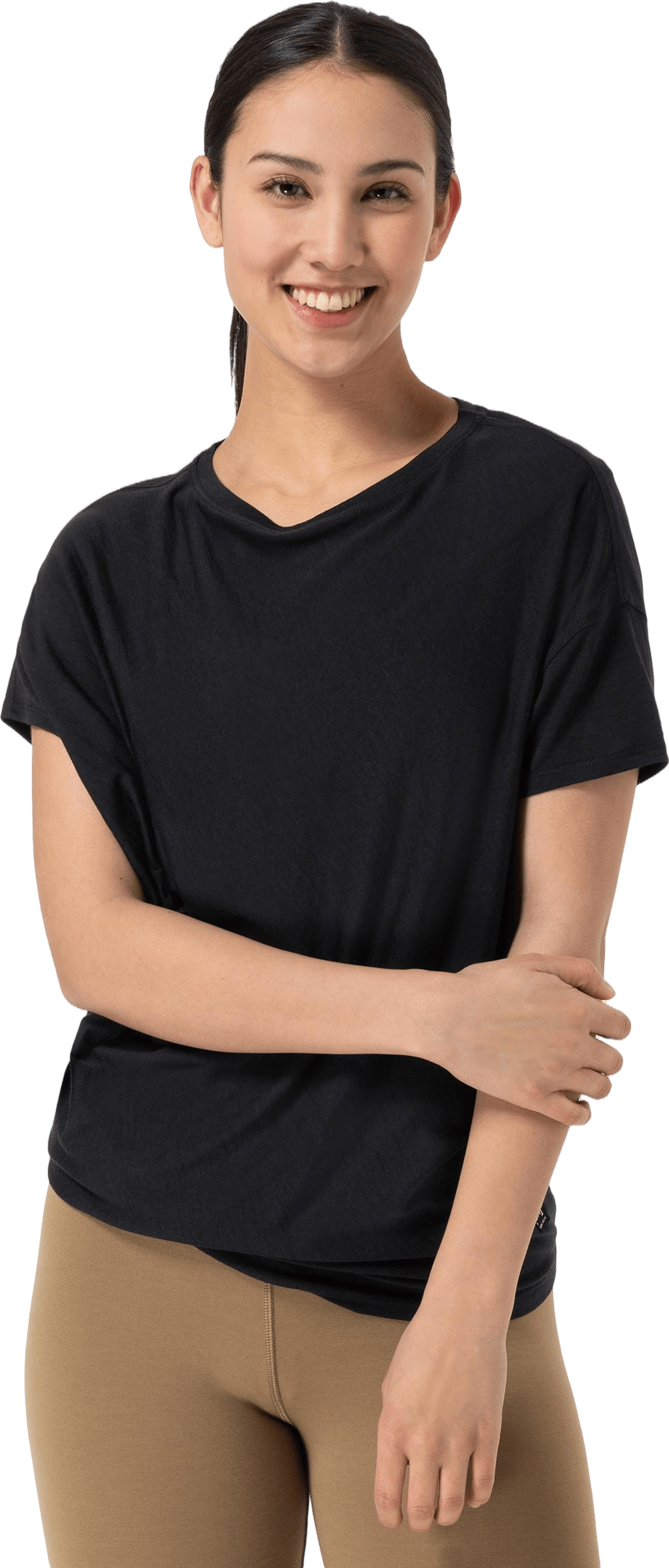 W Yoga Loose Tee Black, Female, Apparels, T-shirt, Workout, Black, XS