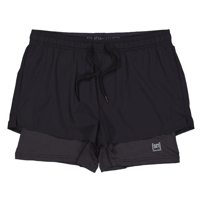 W Double Layer Shorts Black, Female, Apparels, Shorts, Workout, Black, M