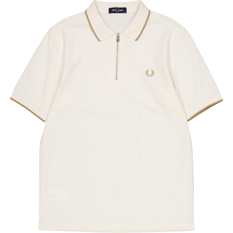 Crepe Pique Zip Neck Shirt 560 Ecru