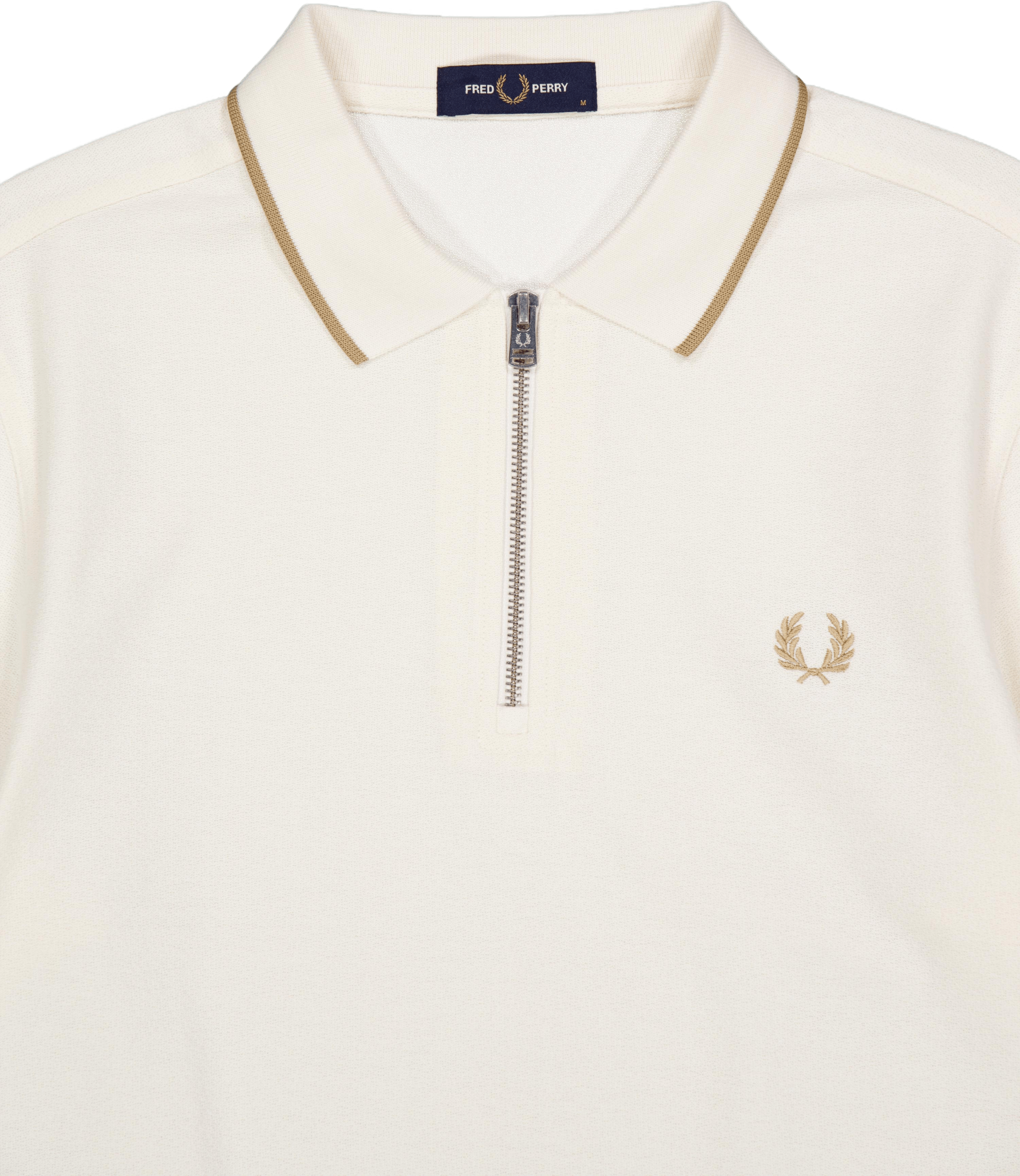 Crepe Pique Zip Neck Shirt 560 Ecru - Bild 3