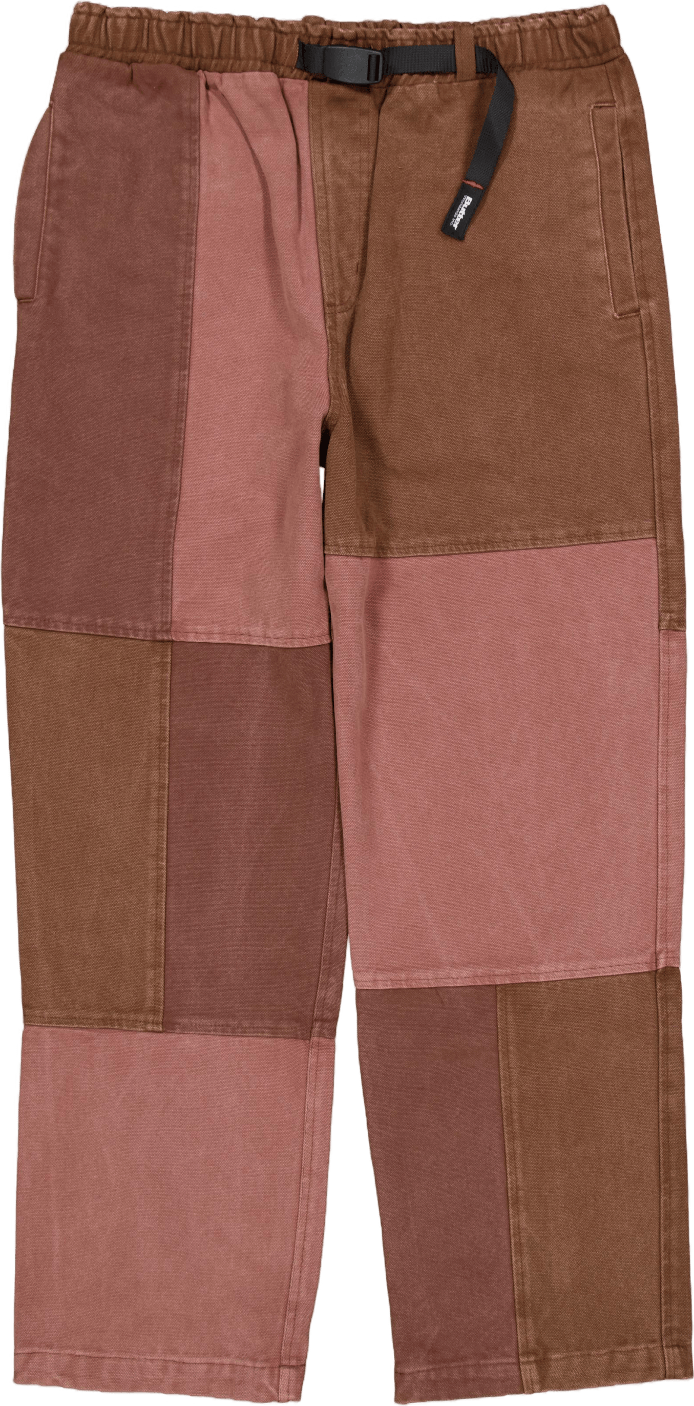 Washed Canvas Patchwork Pants Washed Burgundy