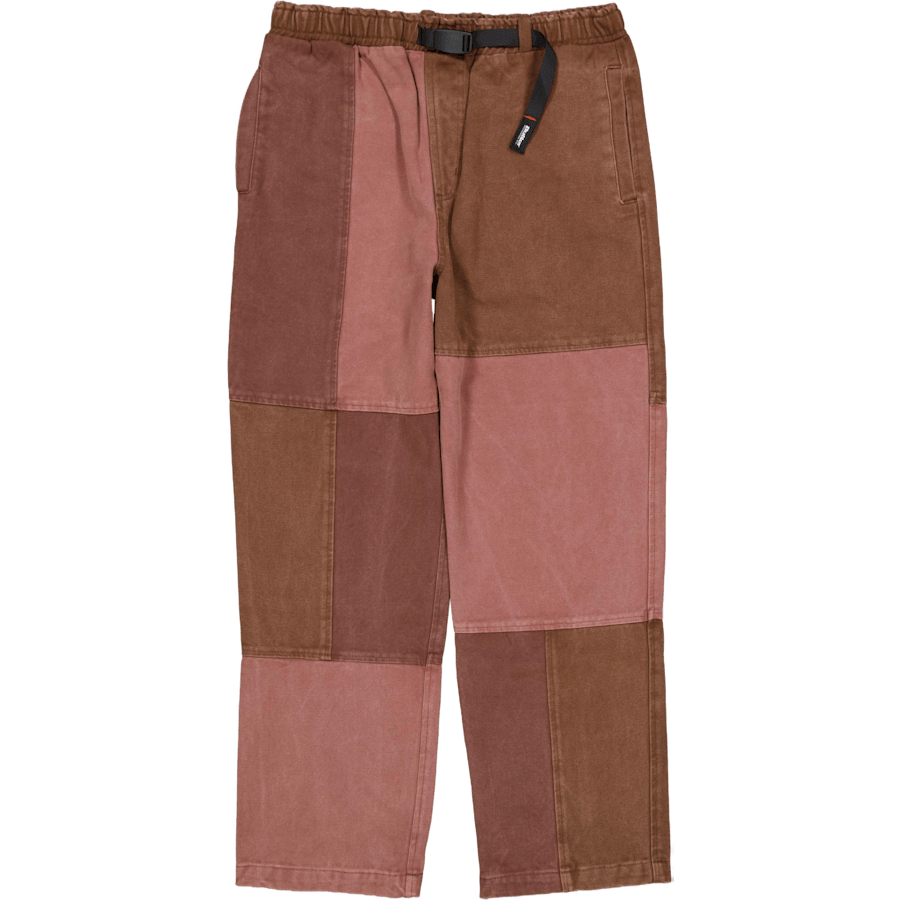 Washed Canvas Patchwork Pants Washed Burgundy