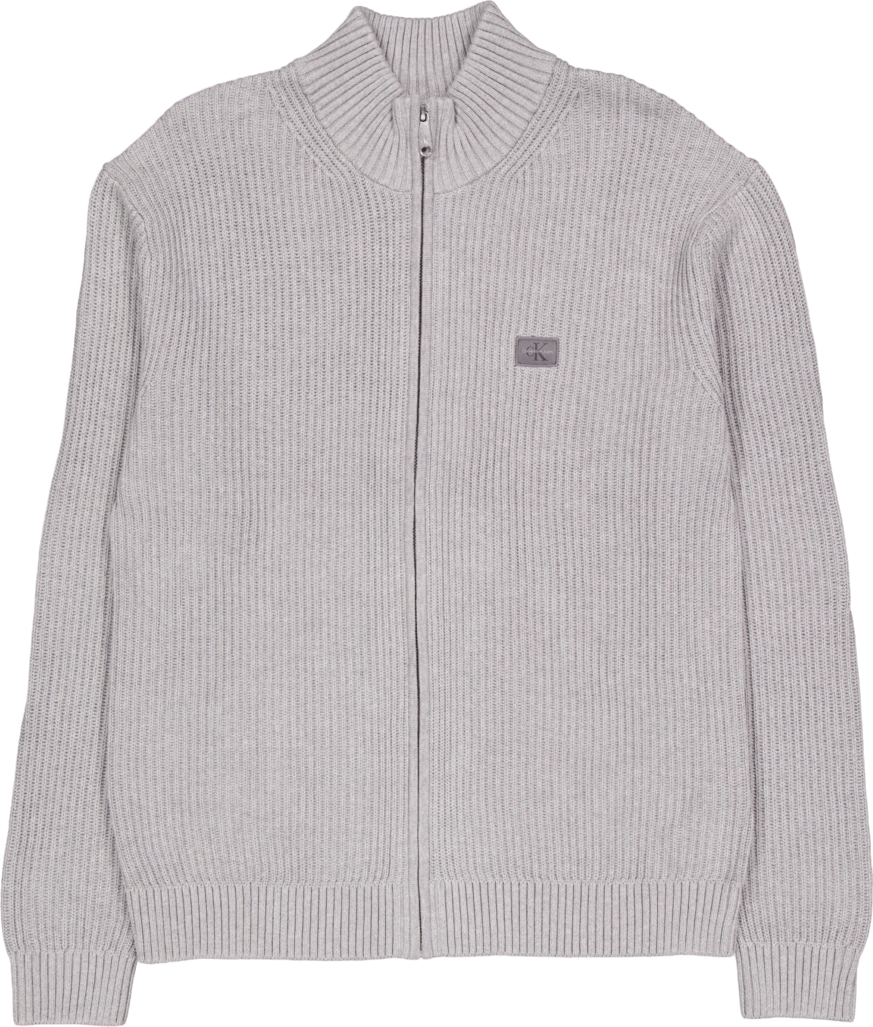 Woven Label Zip Through Sweate P41 Grey Heather