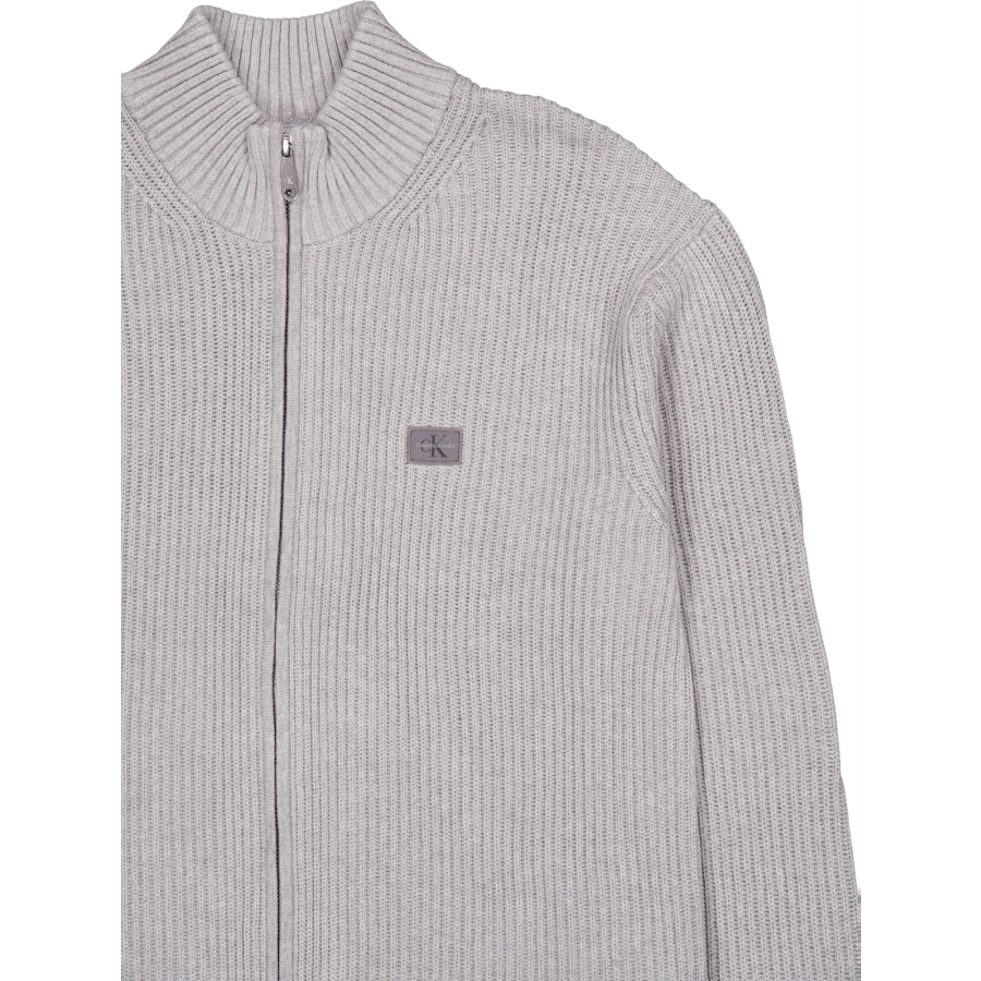 Woven Label Zip Through Sweate P41 Grey Heather - Bild 3