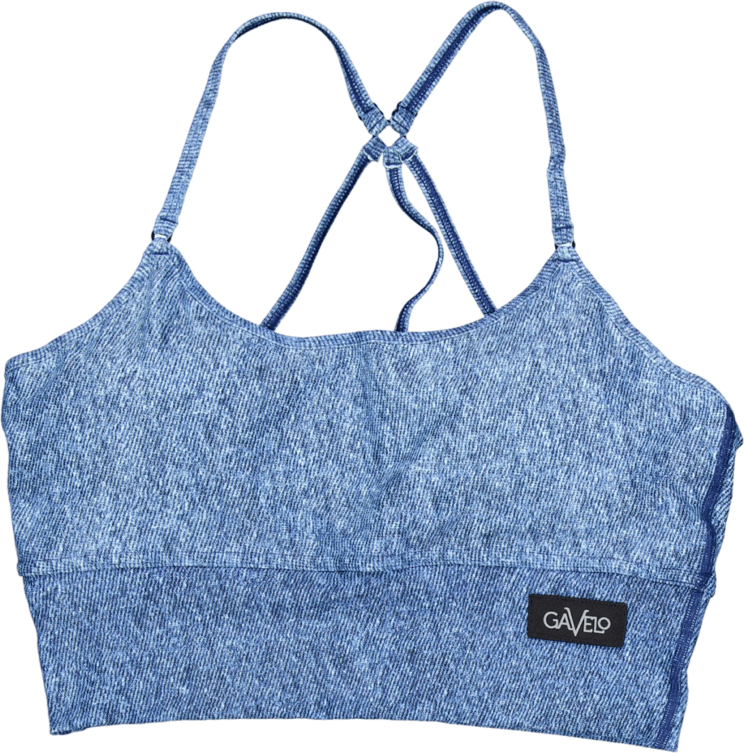 Cargo Top Denim Denim, Female, Apparels, Sports Bras, Workout, Blue, XL