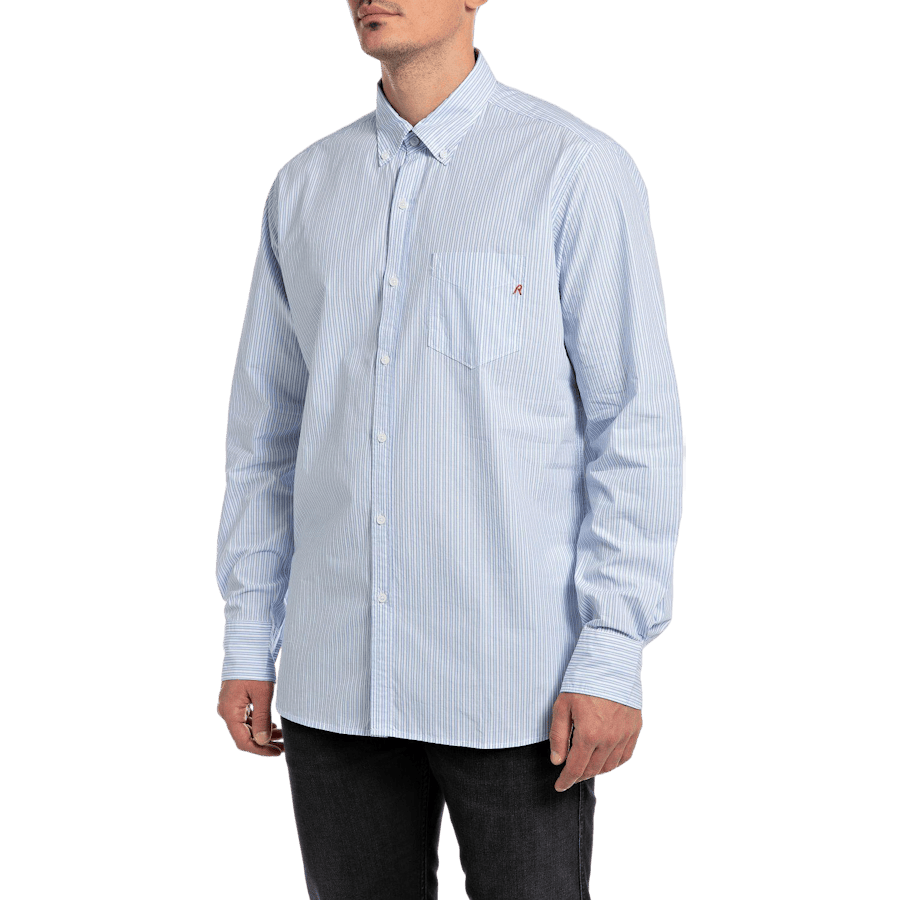 Striped Cotton Poplin Shirt 010 White/blue