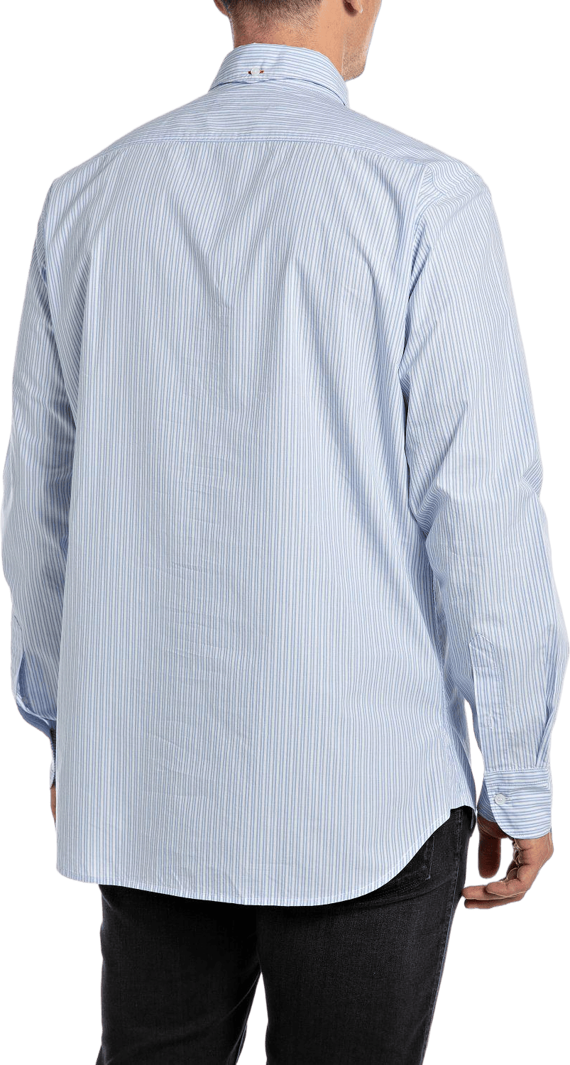 Striped Cotton Poplin Shirt 010 White/blue - Bild 2